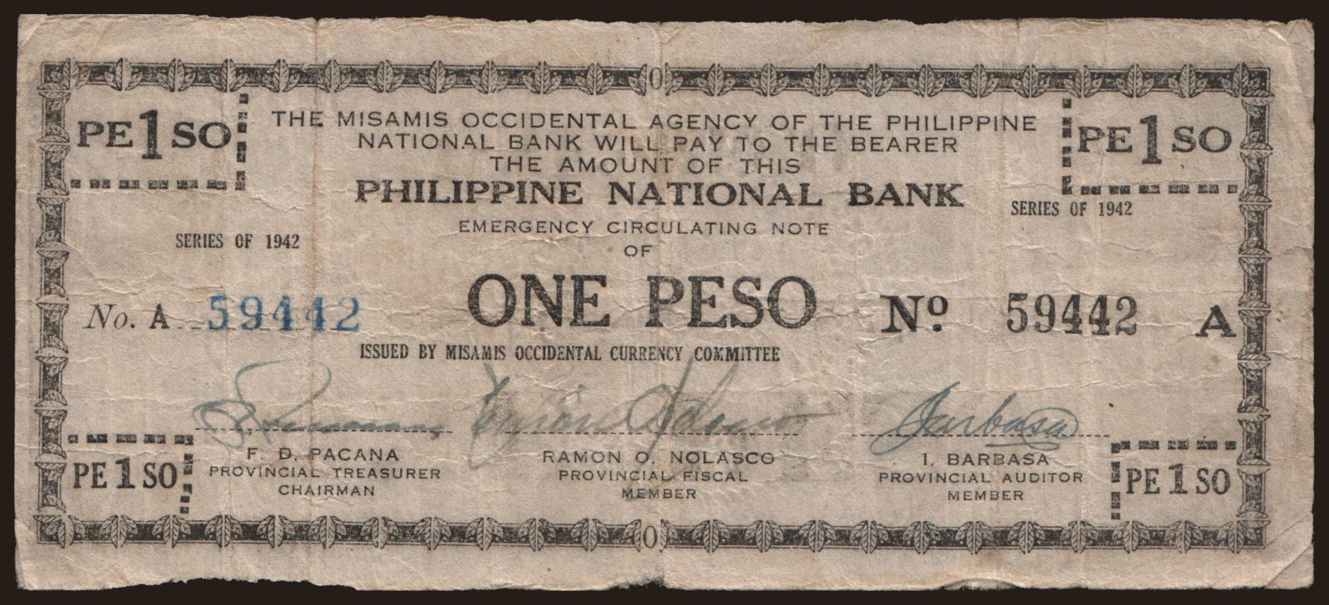 Misamis Occidental, 1 peso, 1942
