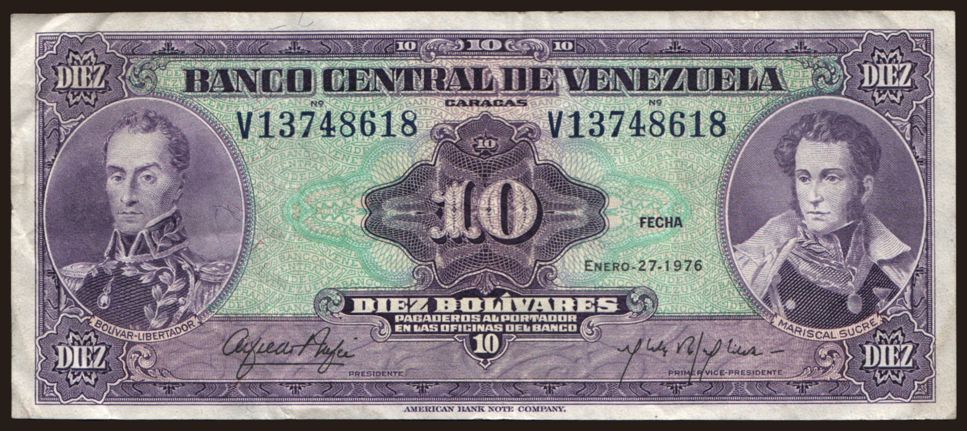 10 bolivares, 1976