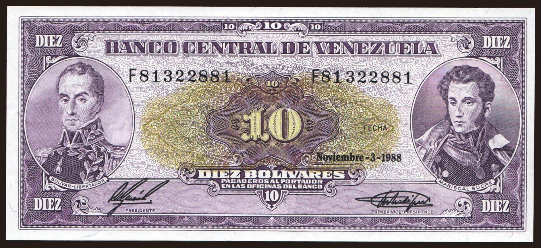 10 bolivares, 1988