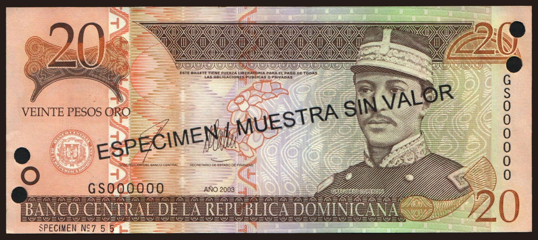 20 pesos, 2003, SPECIMEN