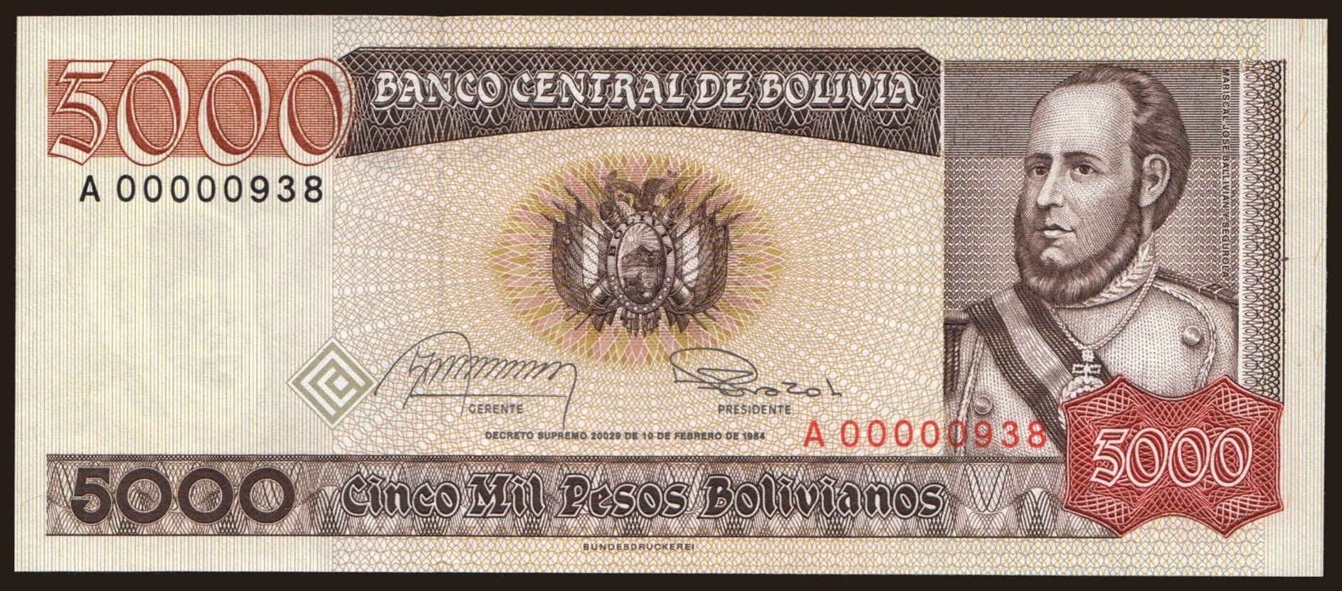 5000 pesos, 1984