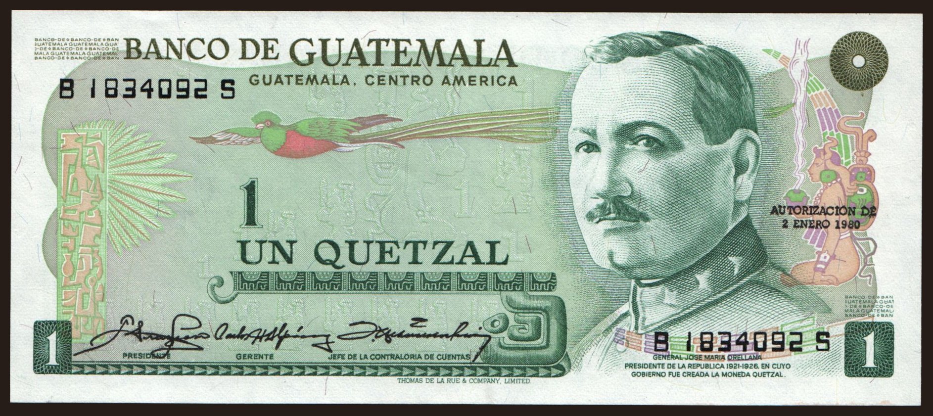 1 quetzal, 1980