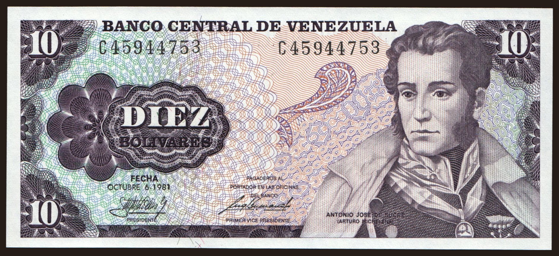10 bolivares, 1981