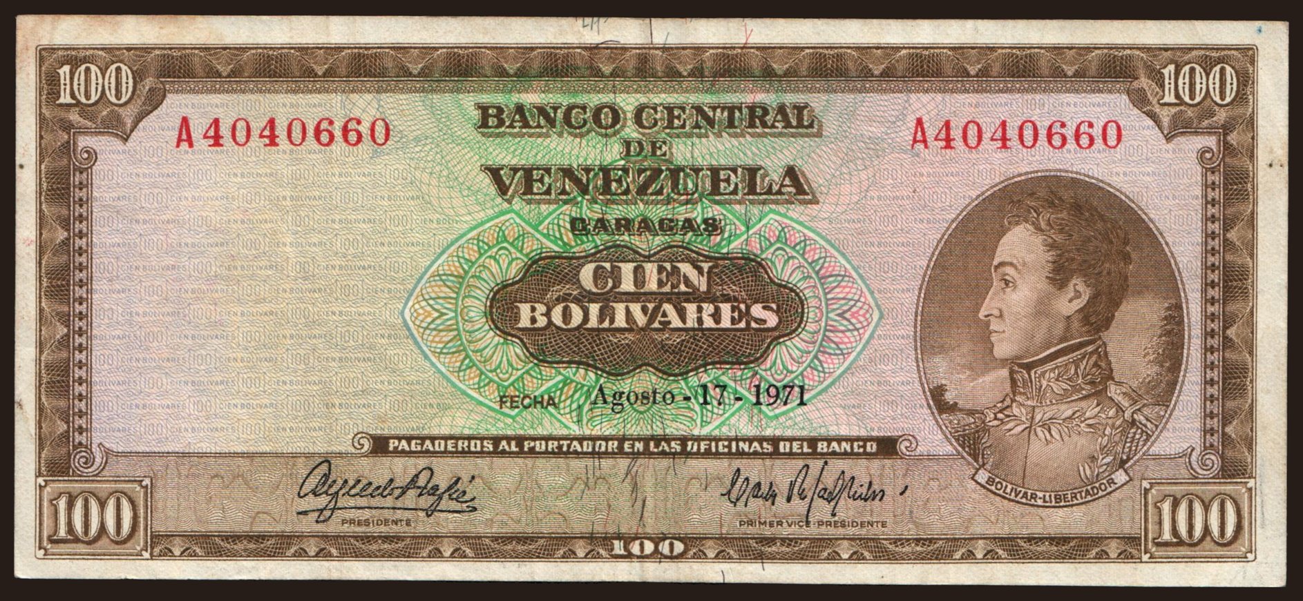 100 bolivares, 1971