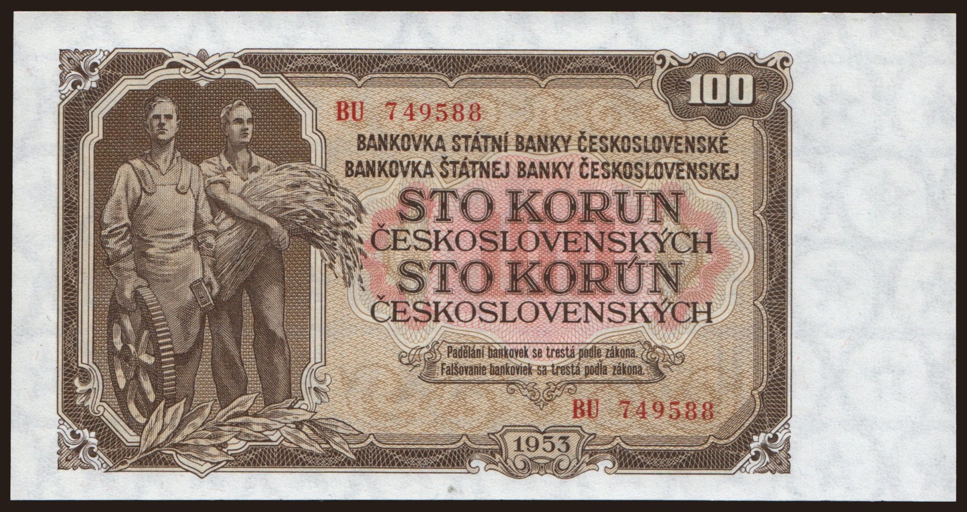 100 korun, 1953