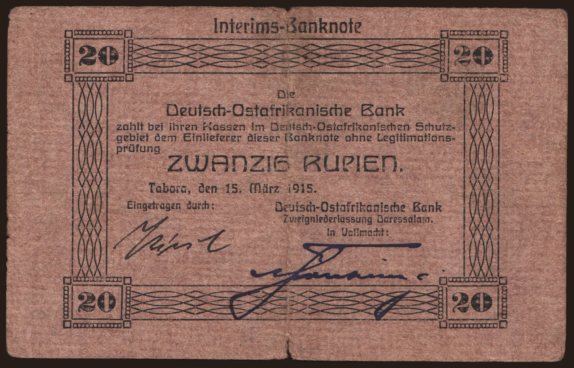 20 Rupien, 1915