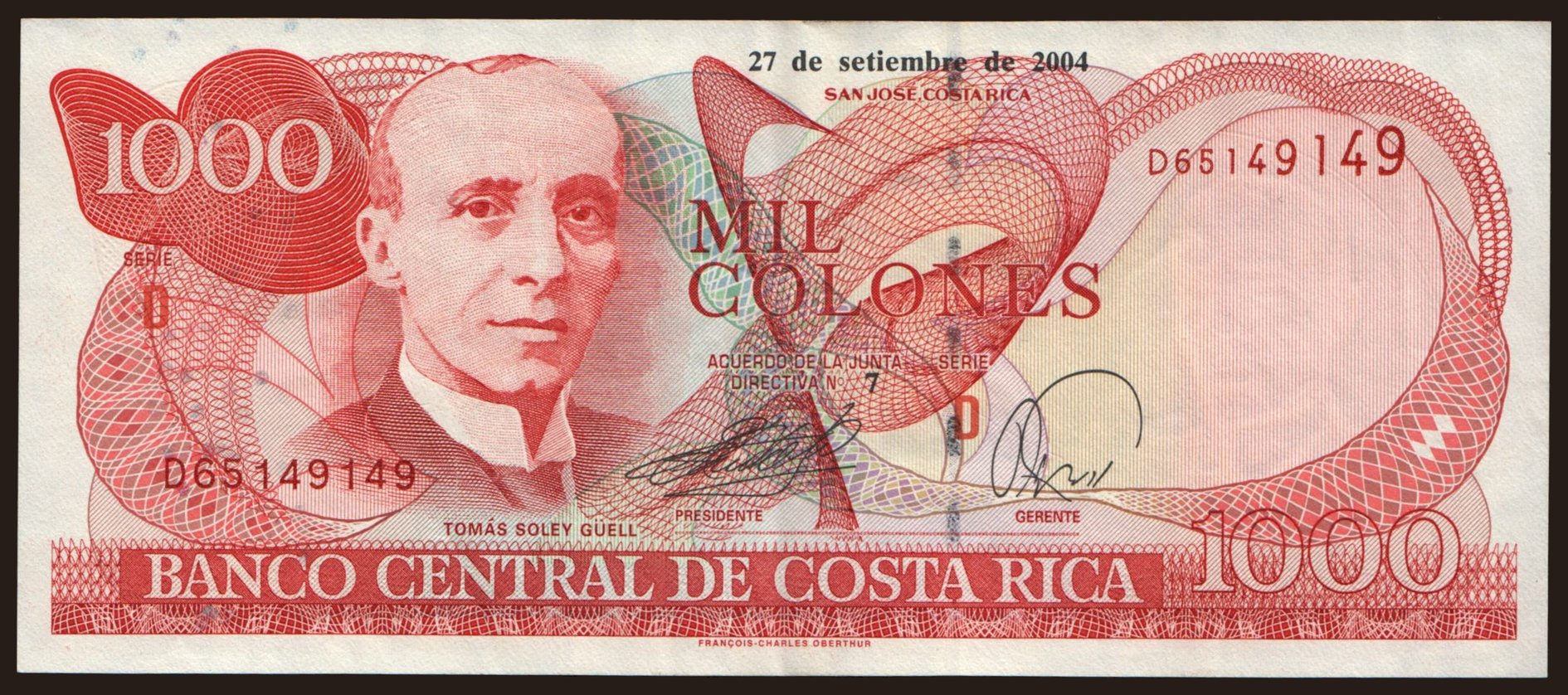 1000 colones, 2004