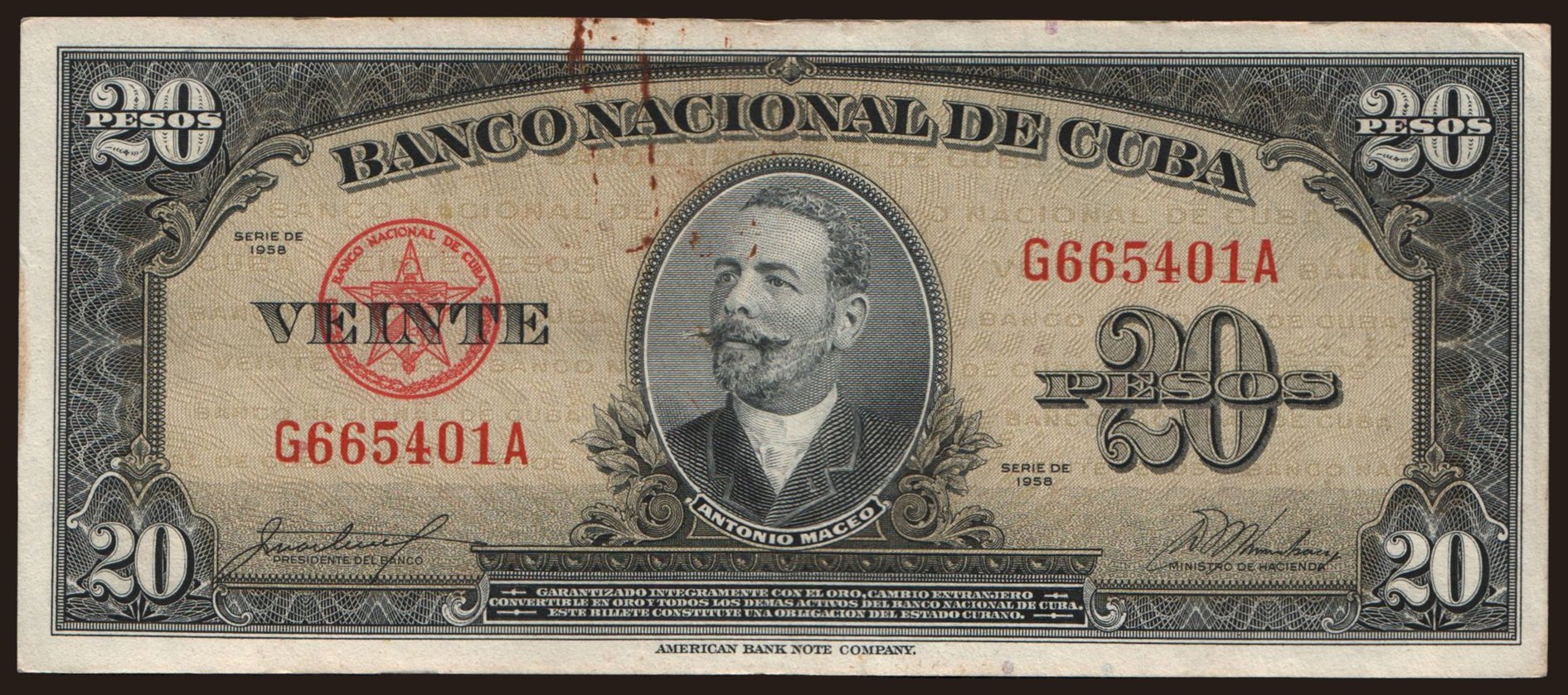 20 pesos, 1958