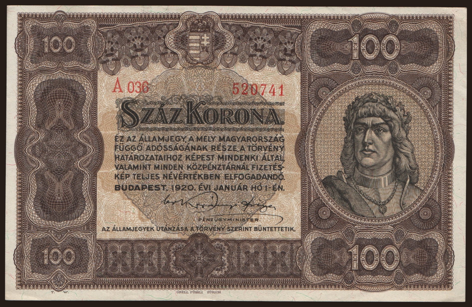 100 korona, 1920