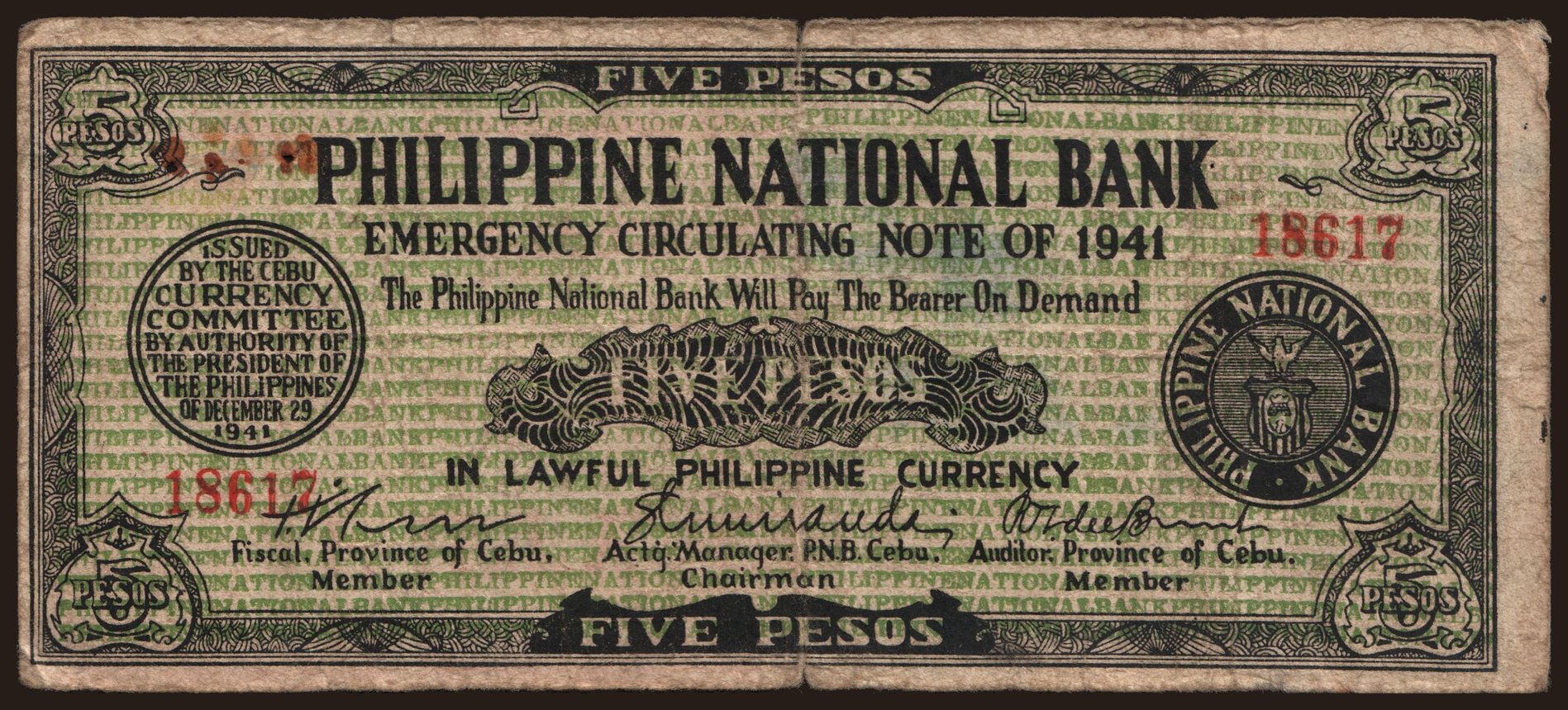 Cebu, 5 pesos, 1941