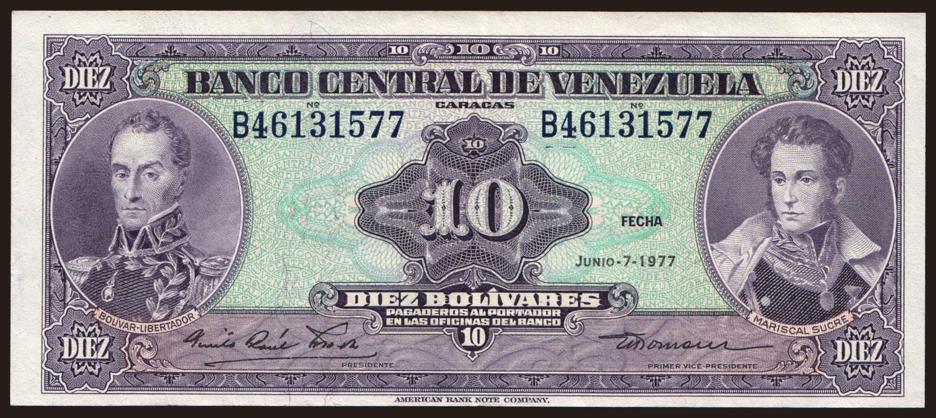 10 bolivares, 1977