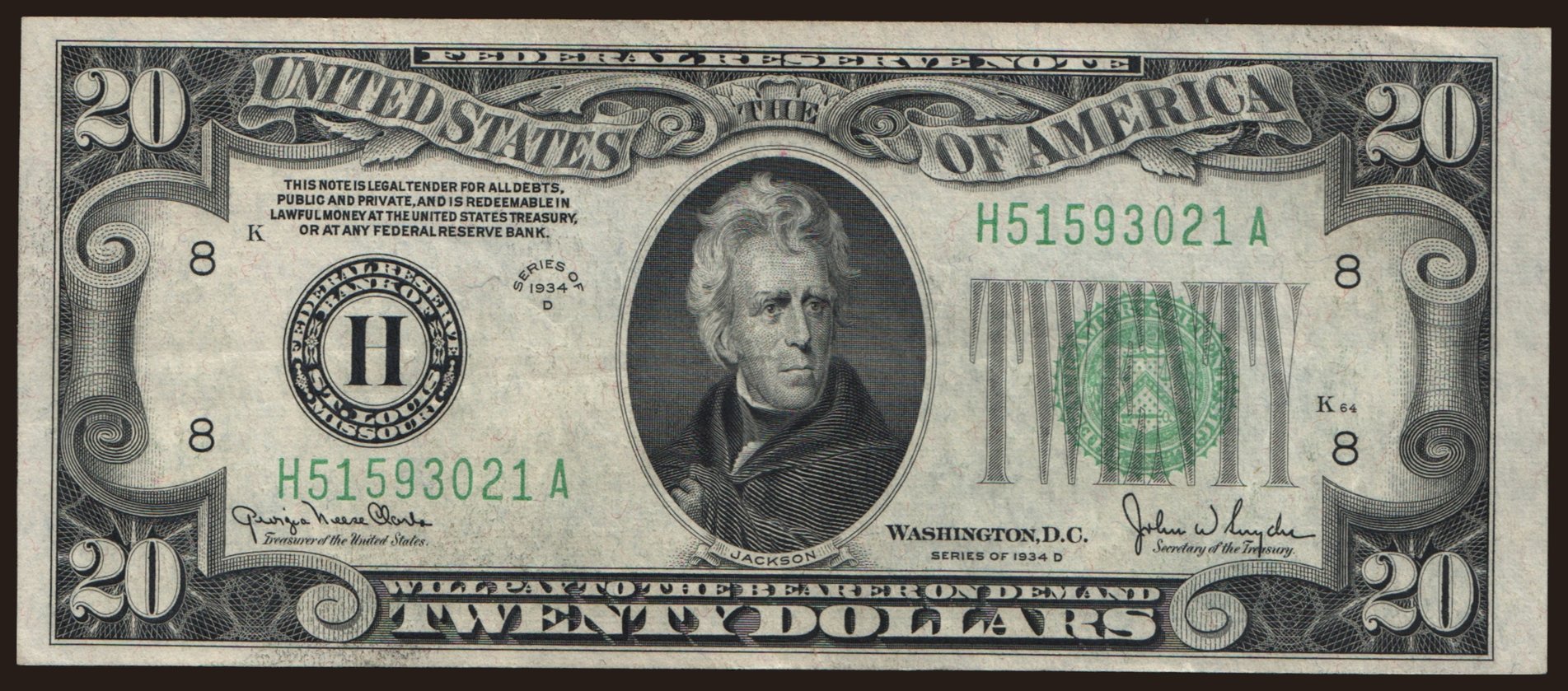 20 dollars, 1934