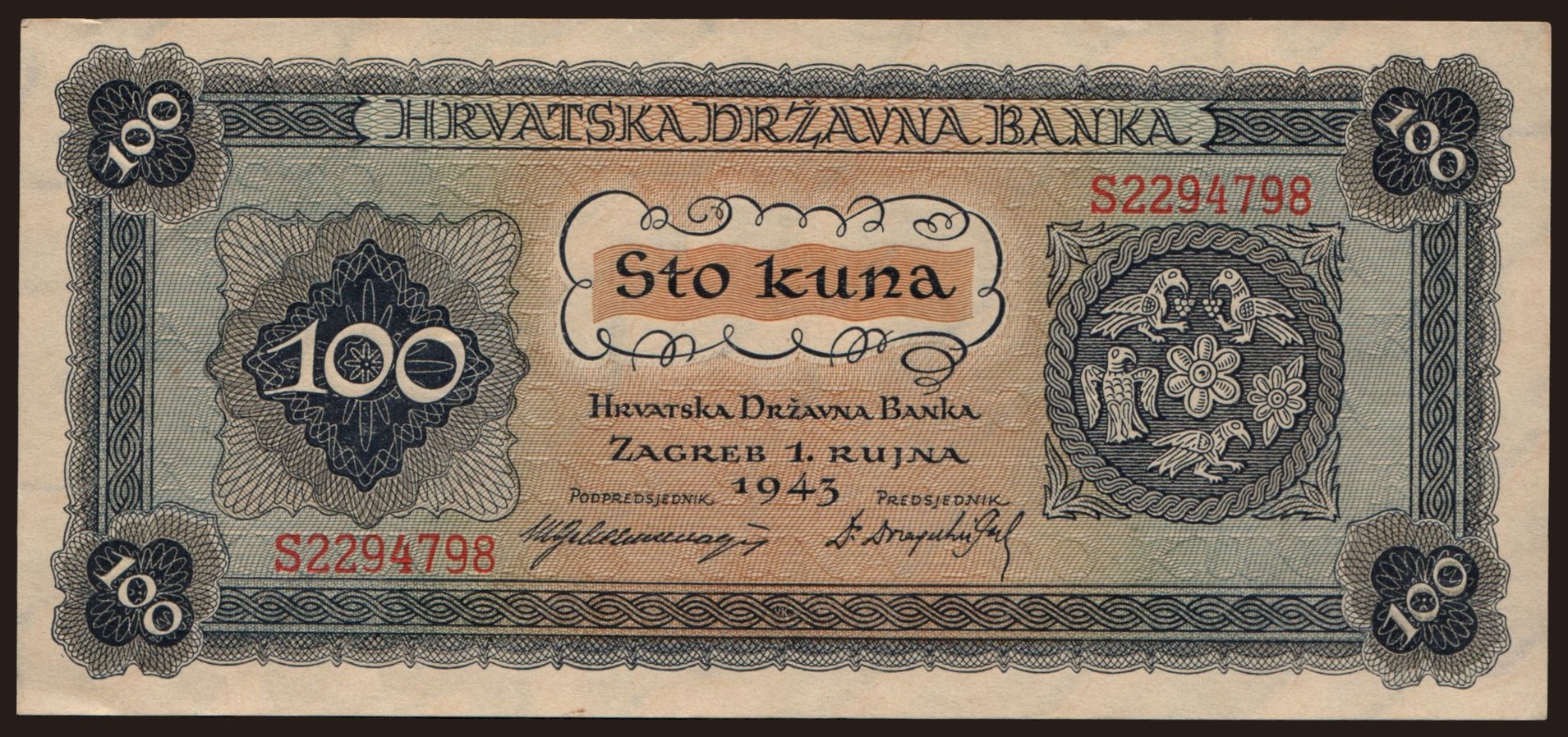 100 kuna, 1943