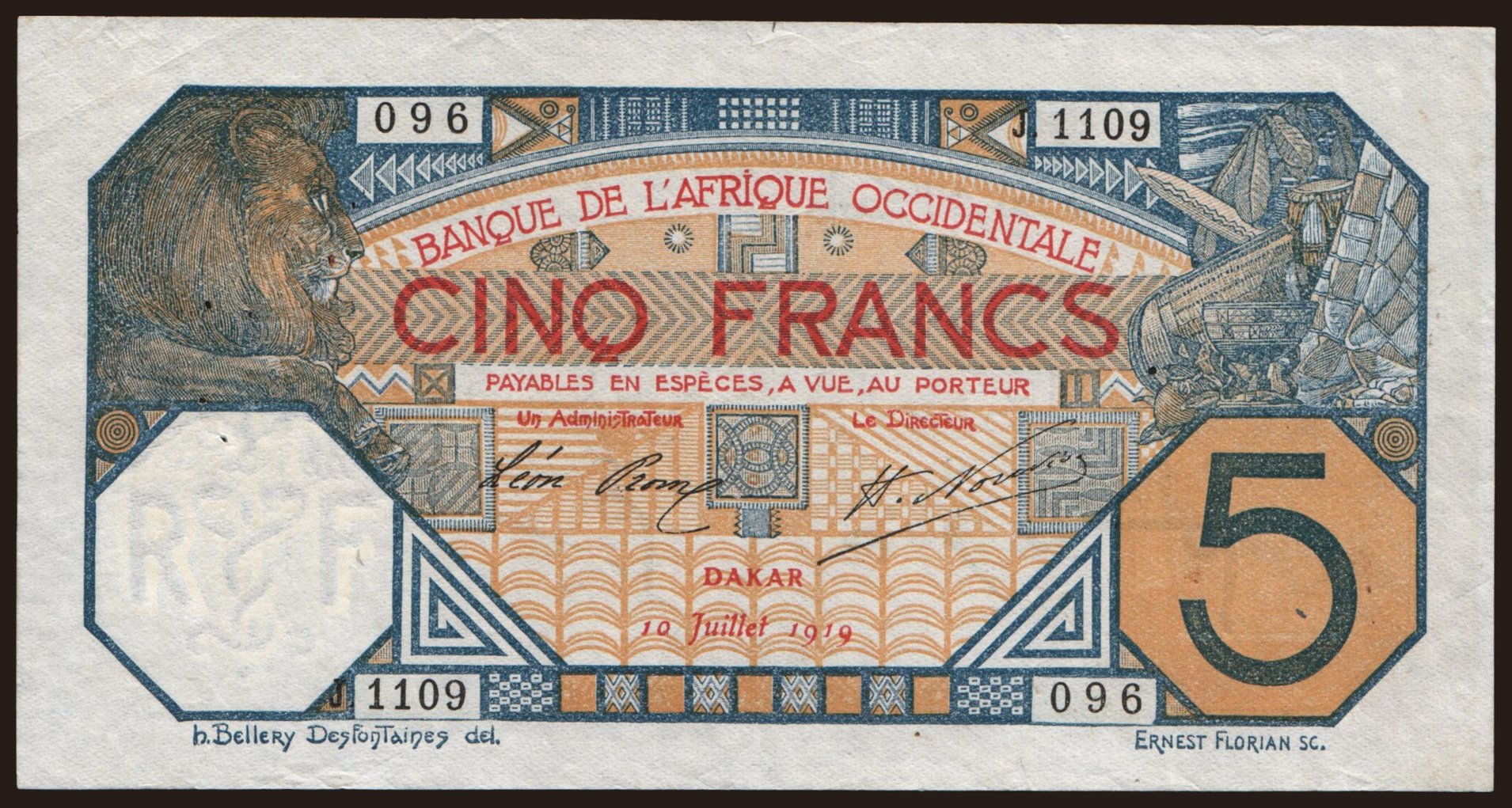 5 francs, 1919