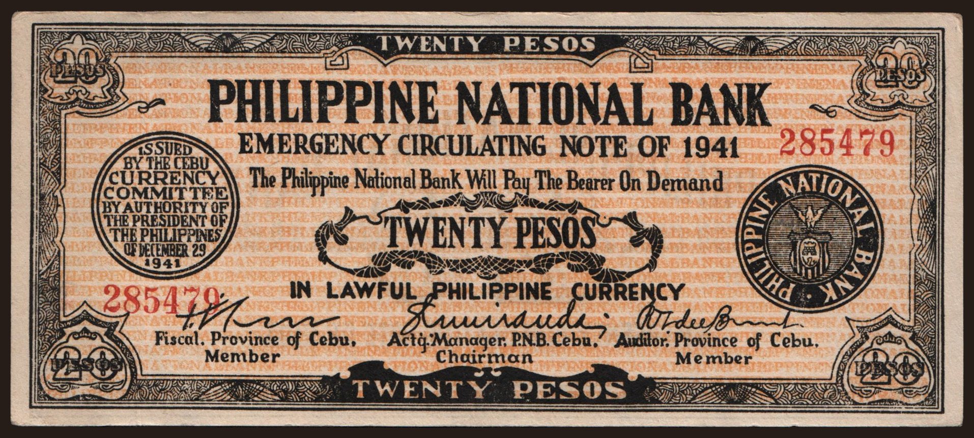 Cebu, 20 pesos, 1941