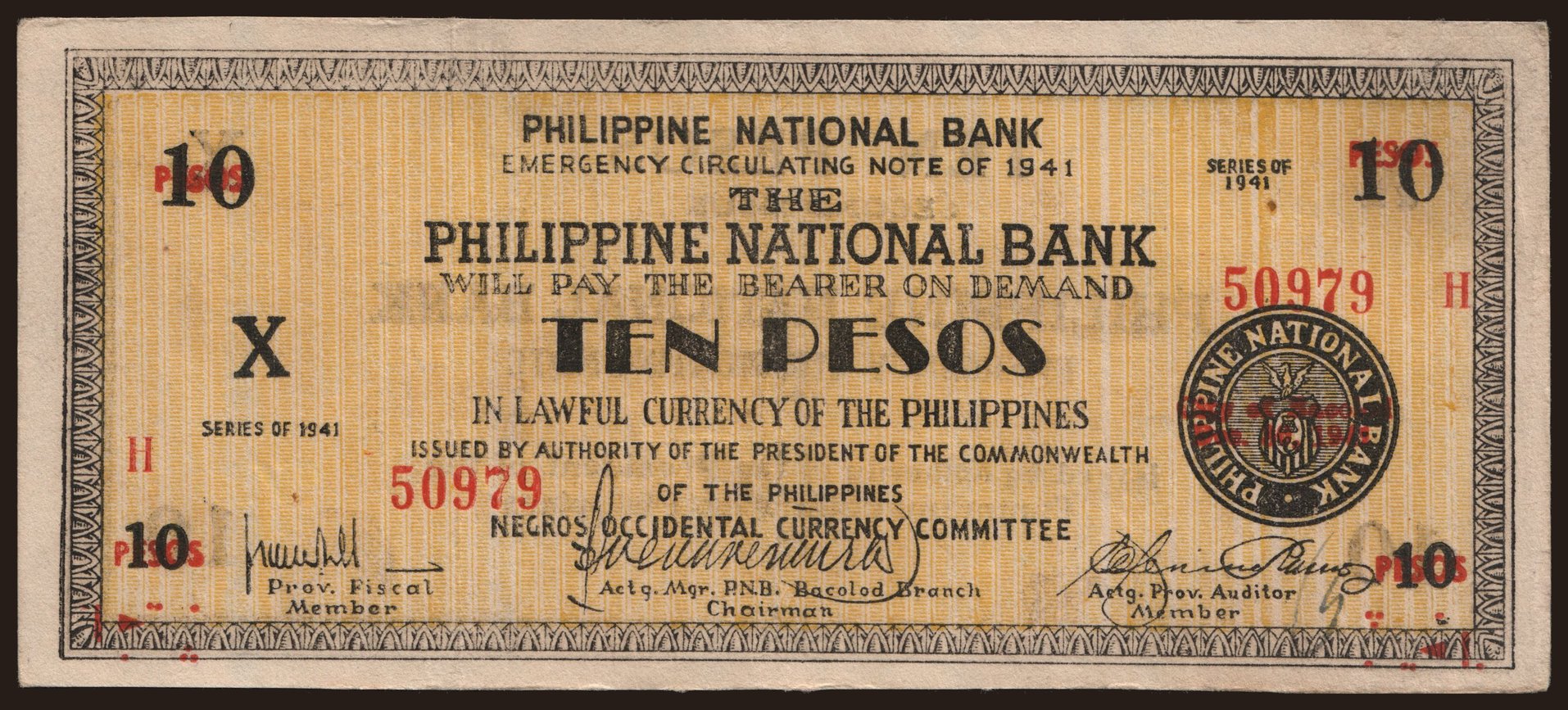 Negros Occidental, 10 pesos, 1941