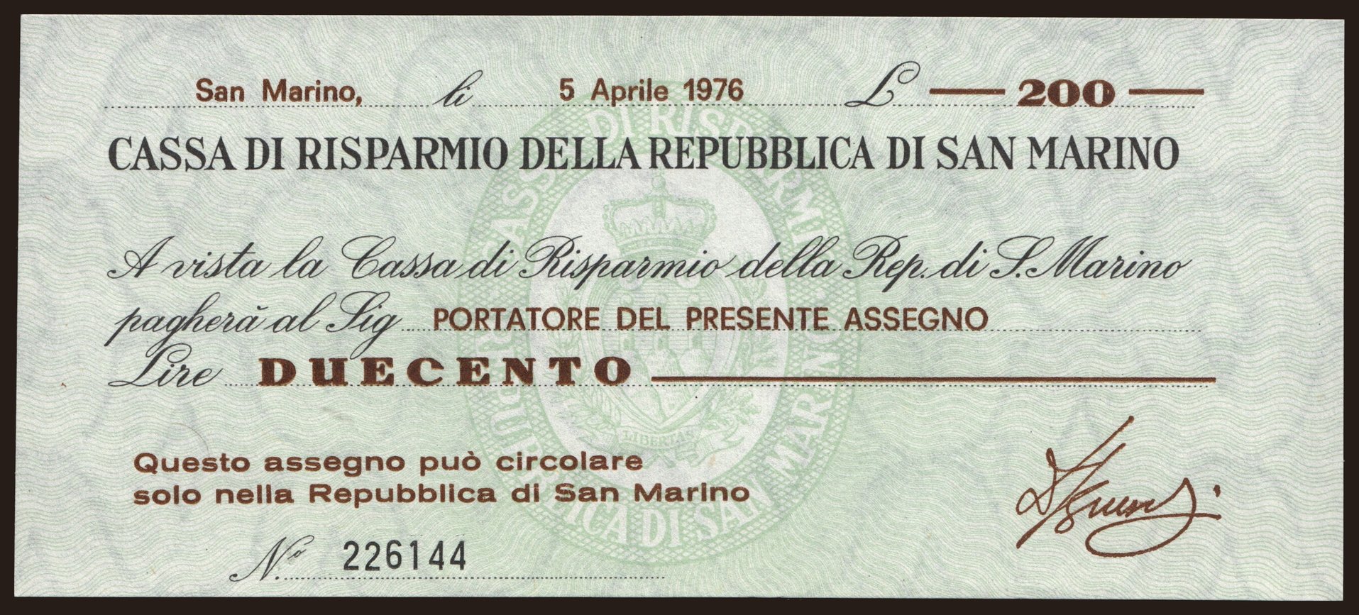 200 lire, 1976