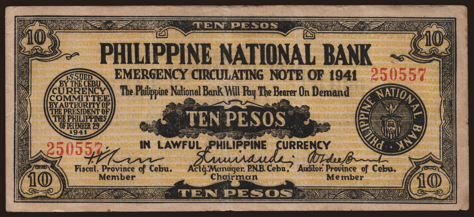 Cebu, 10 pesos, 1941