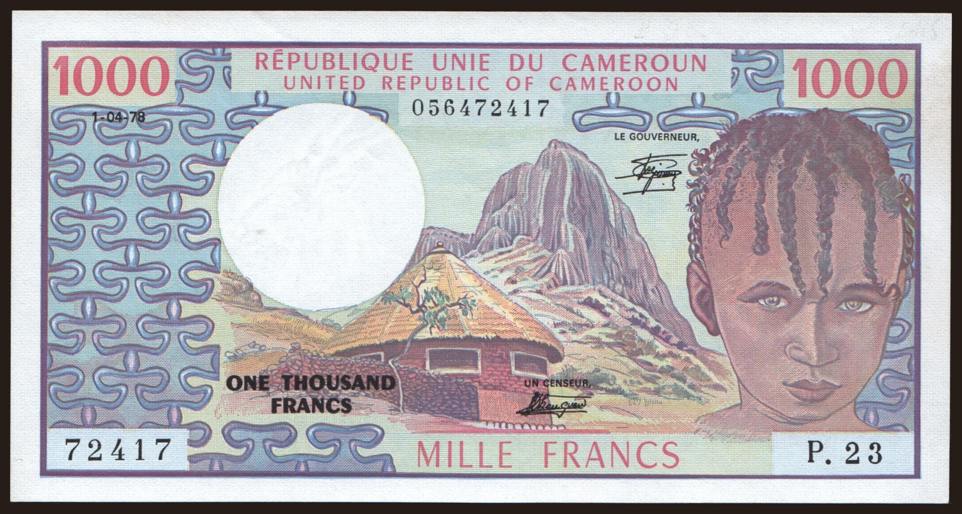 1000 francs, 1978