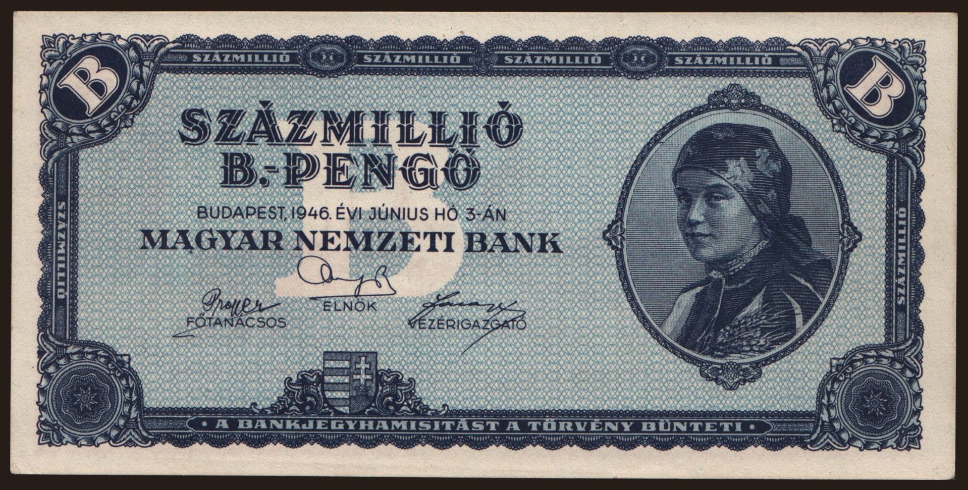 100.000.000 B-pengő, 1946