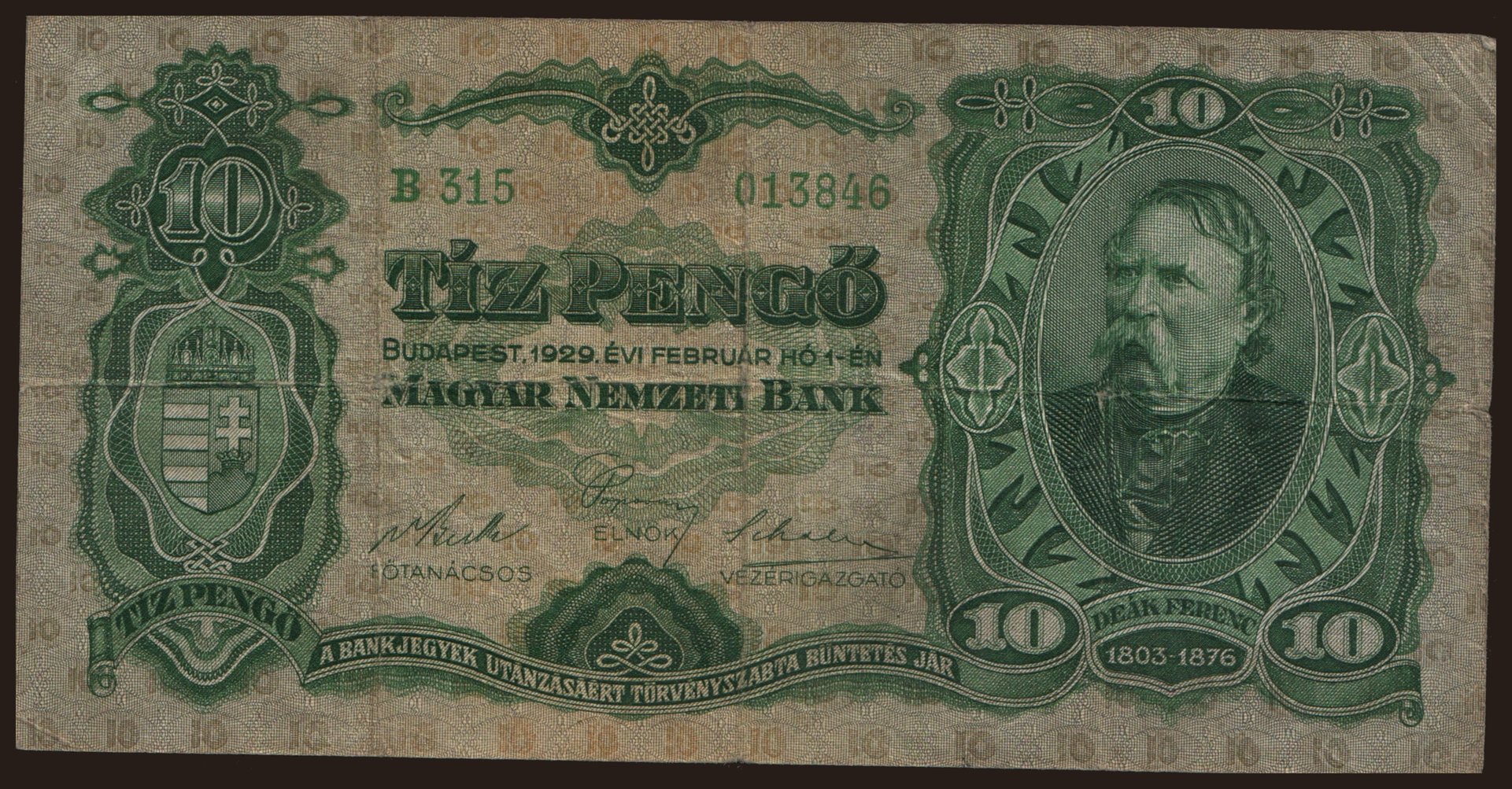 10 pengő, 1929