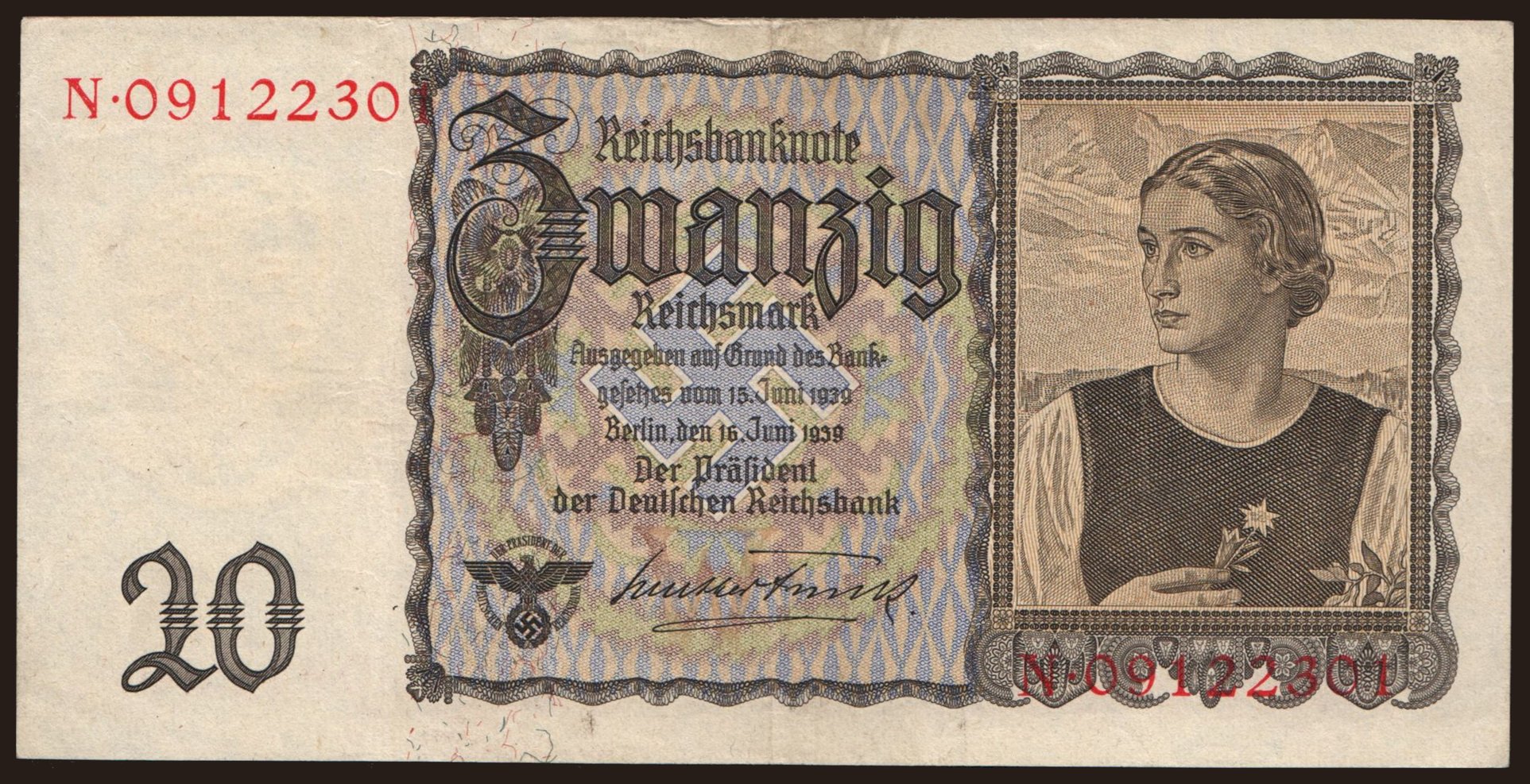 20 Reichsmark, 1939