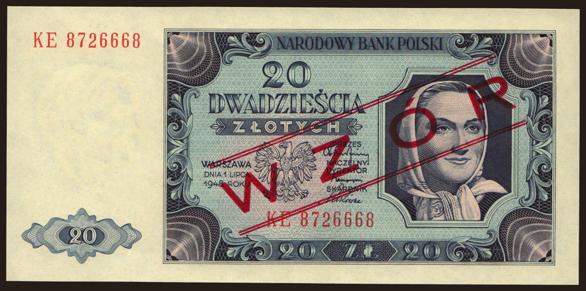 20 zlotych, 1948, WZOR
