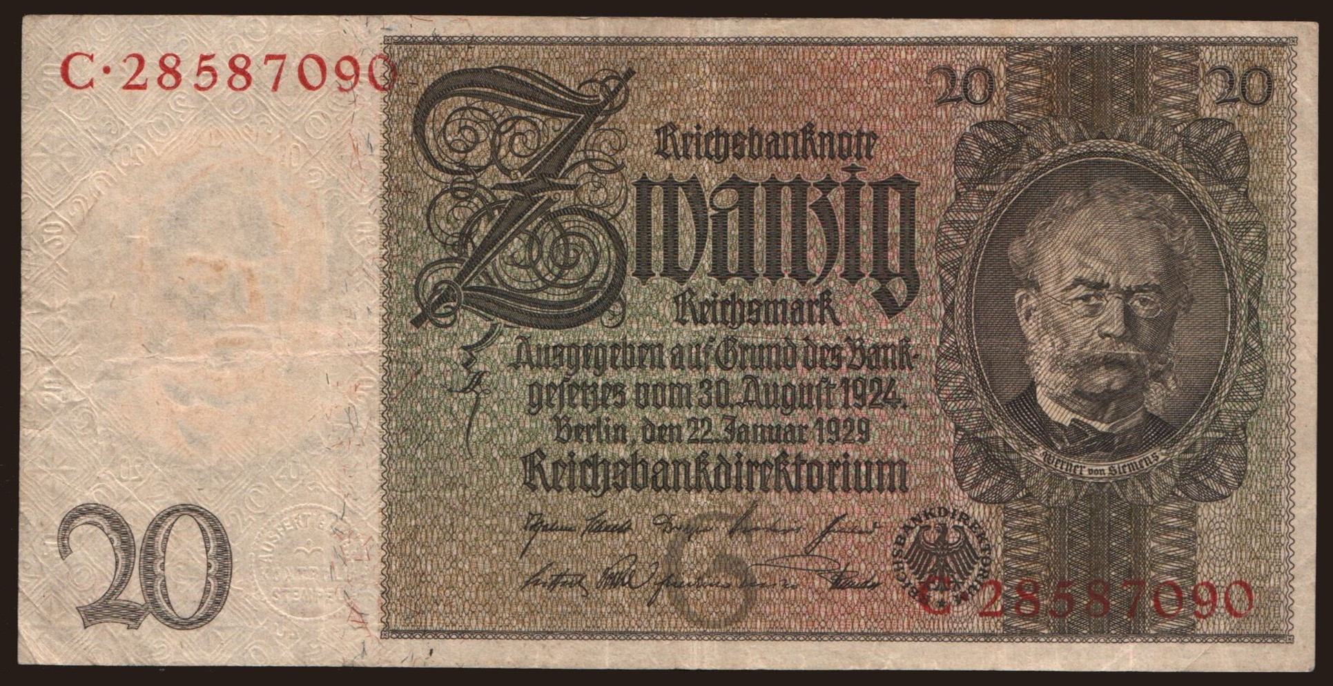 20 Reichsmark, 1929, G/C