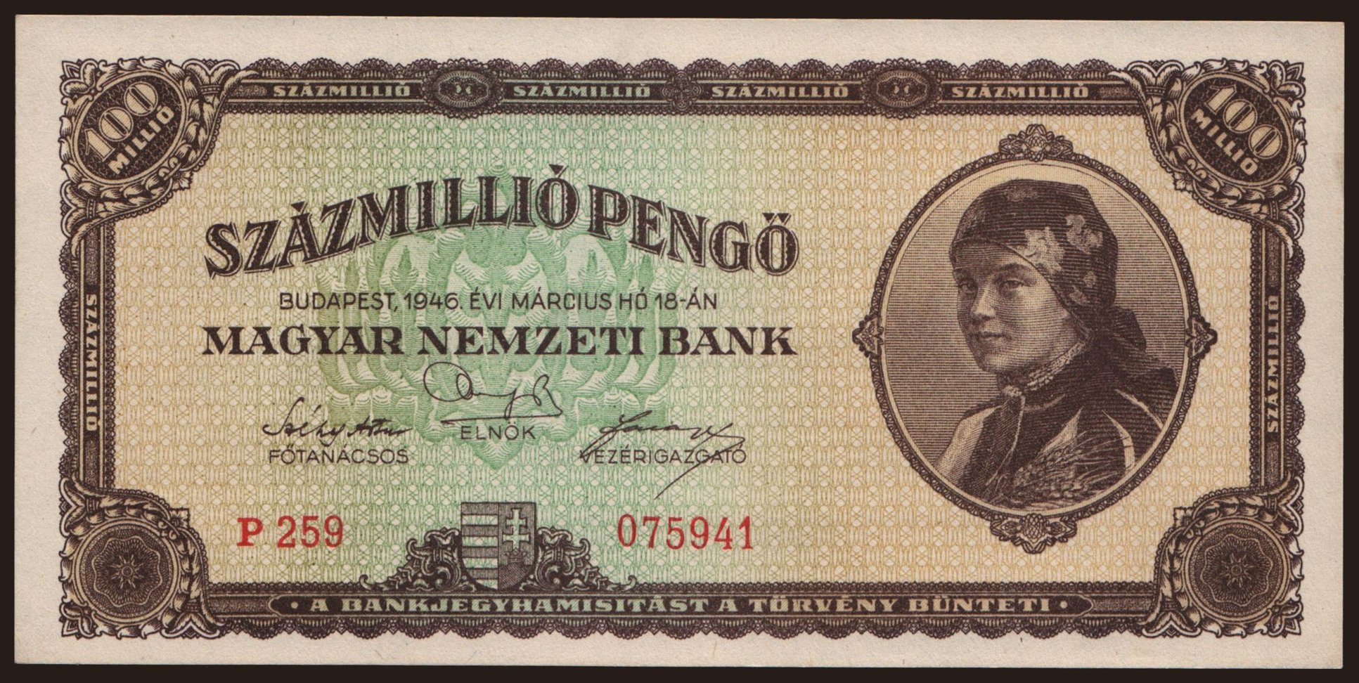 100.000.000 pengő, 1946