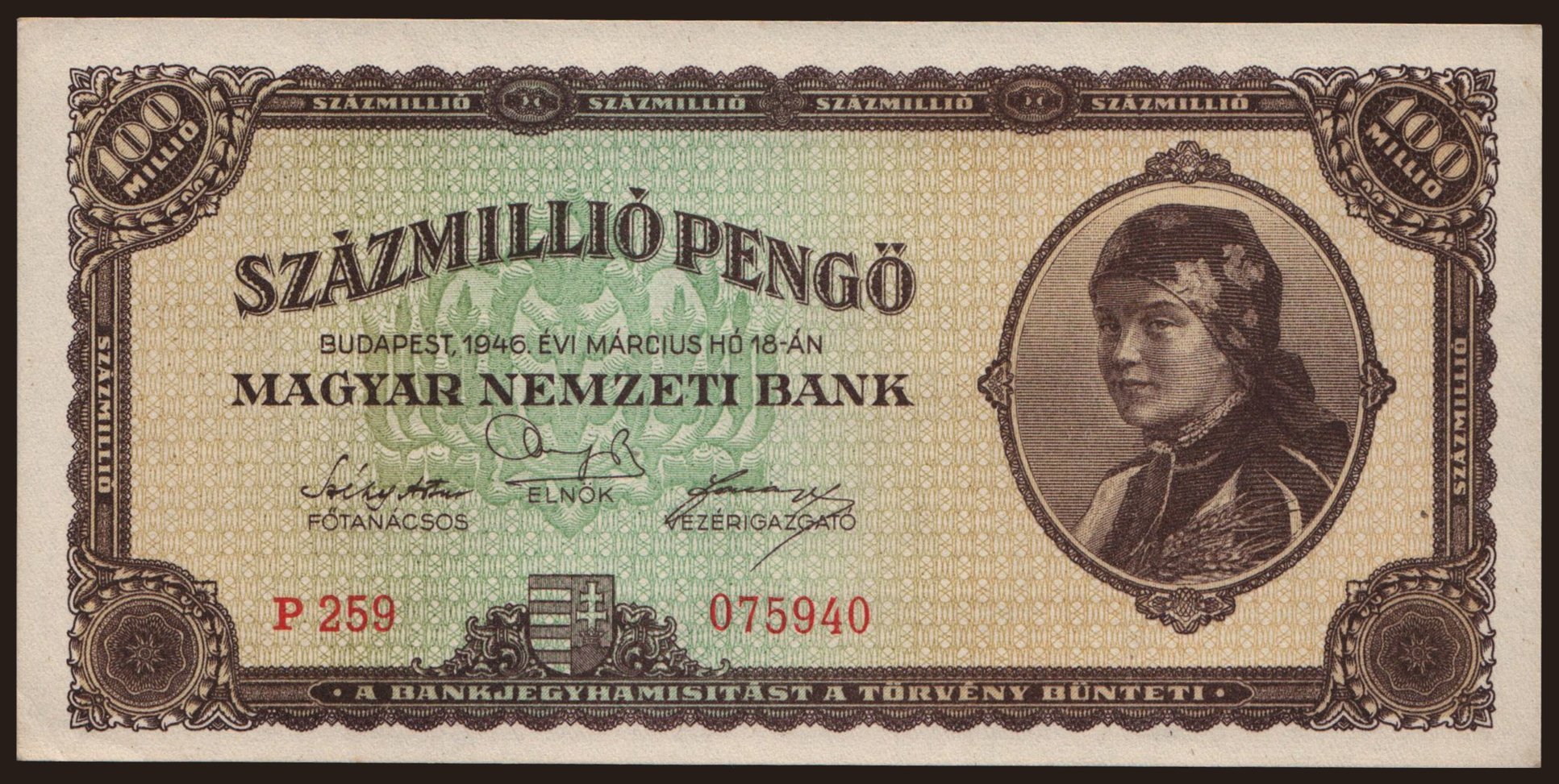 100.000.000 pengő, 1946
