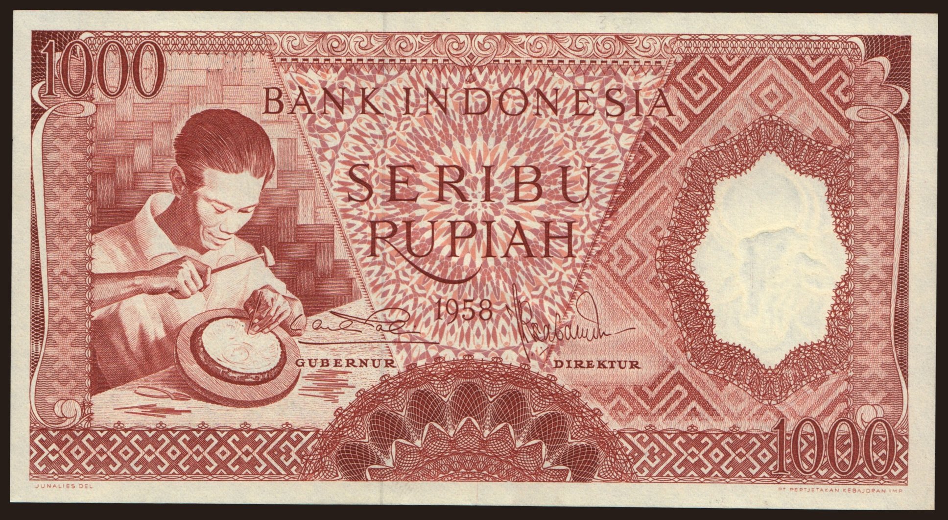 1000 rupiah, 1958