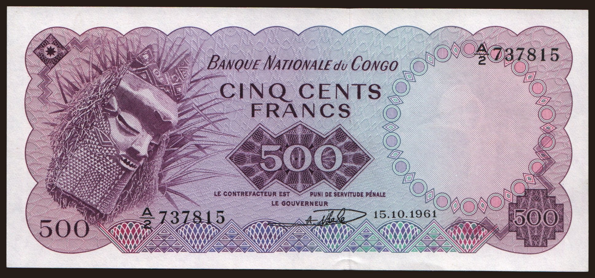 500 francs, 1961