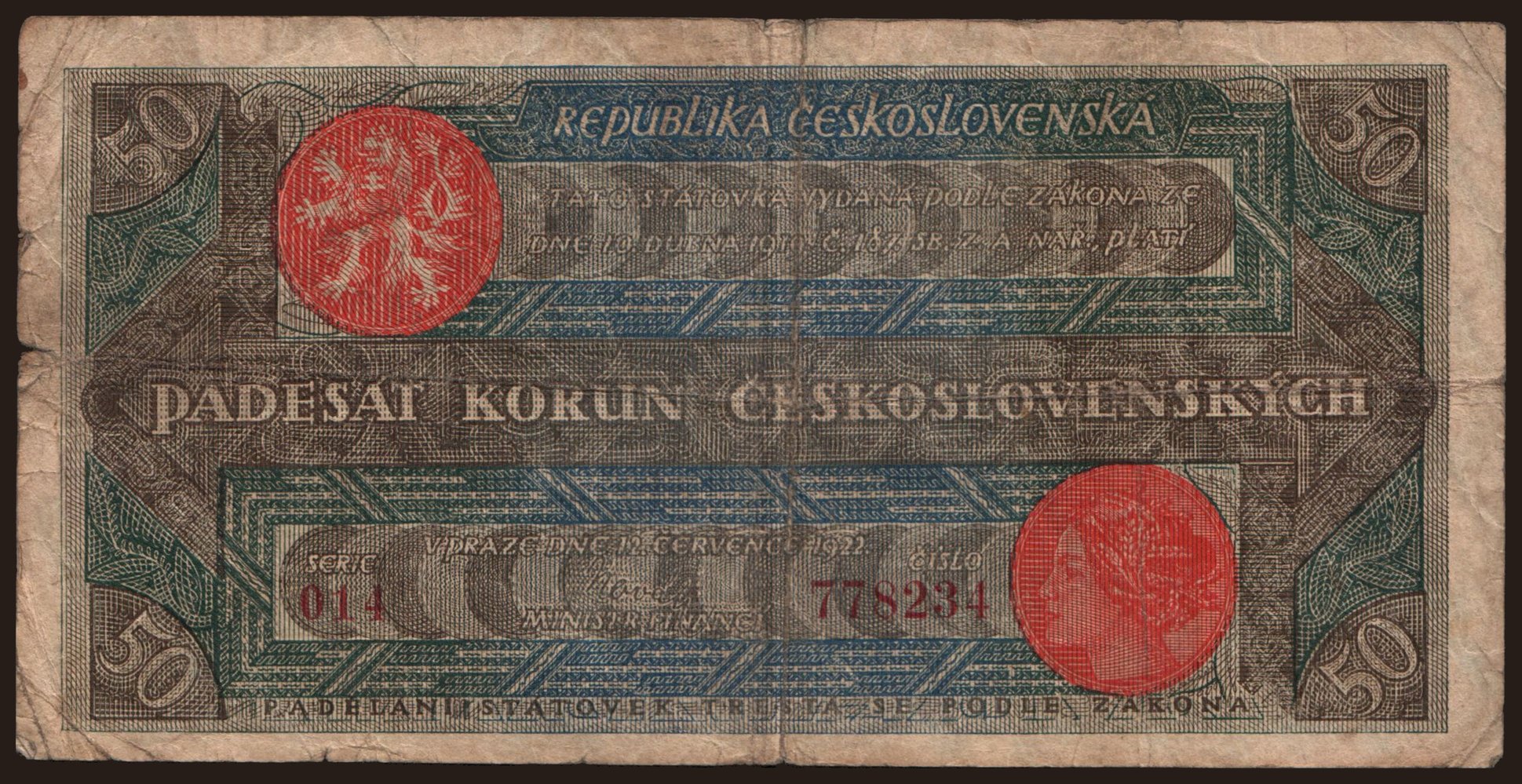 50 korun, 1922