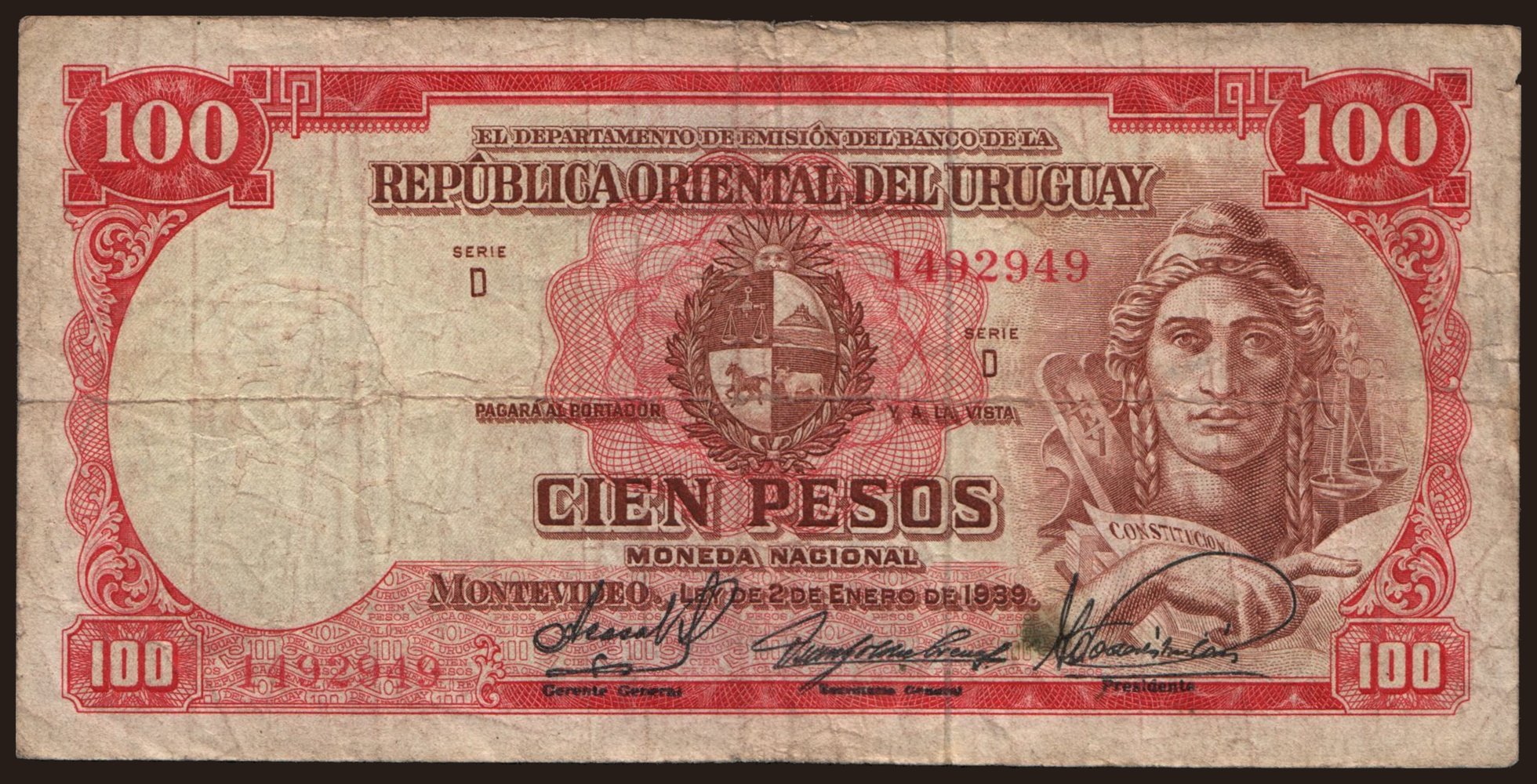 100 pesos, 1939