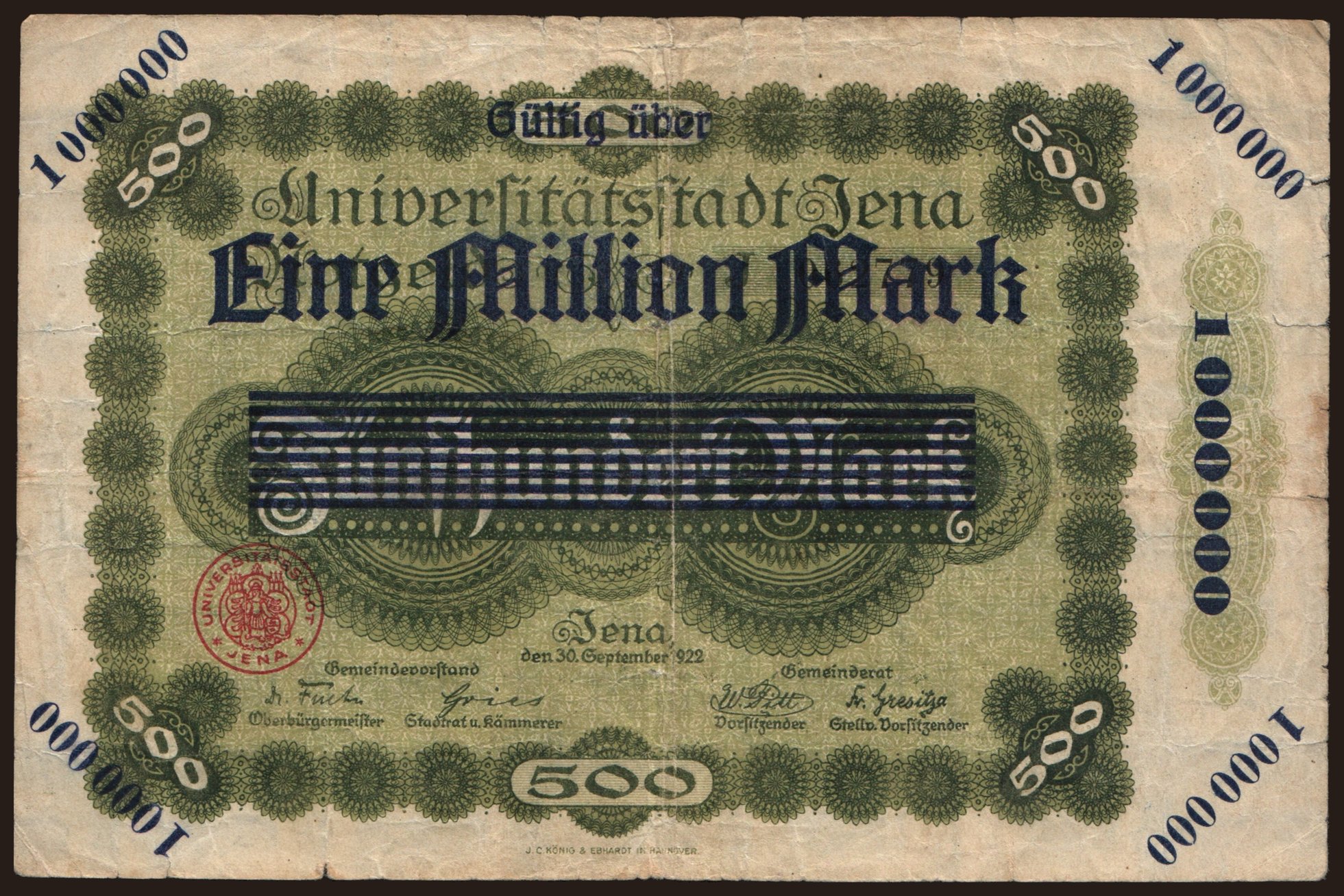 Jena/ Universitätsstadt, 1.000.000 Mark, 1923
