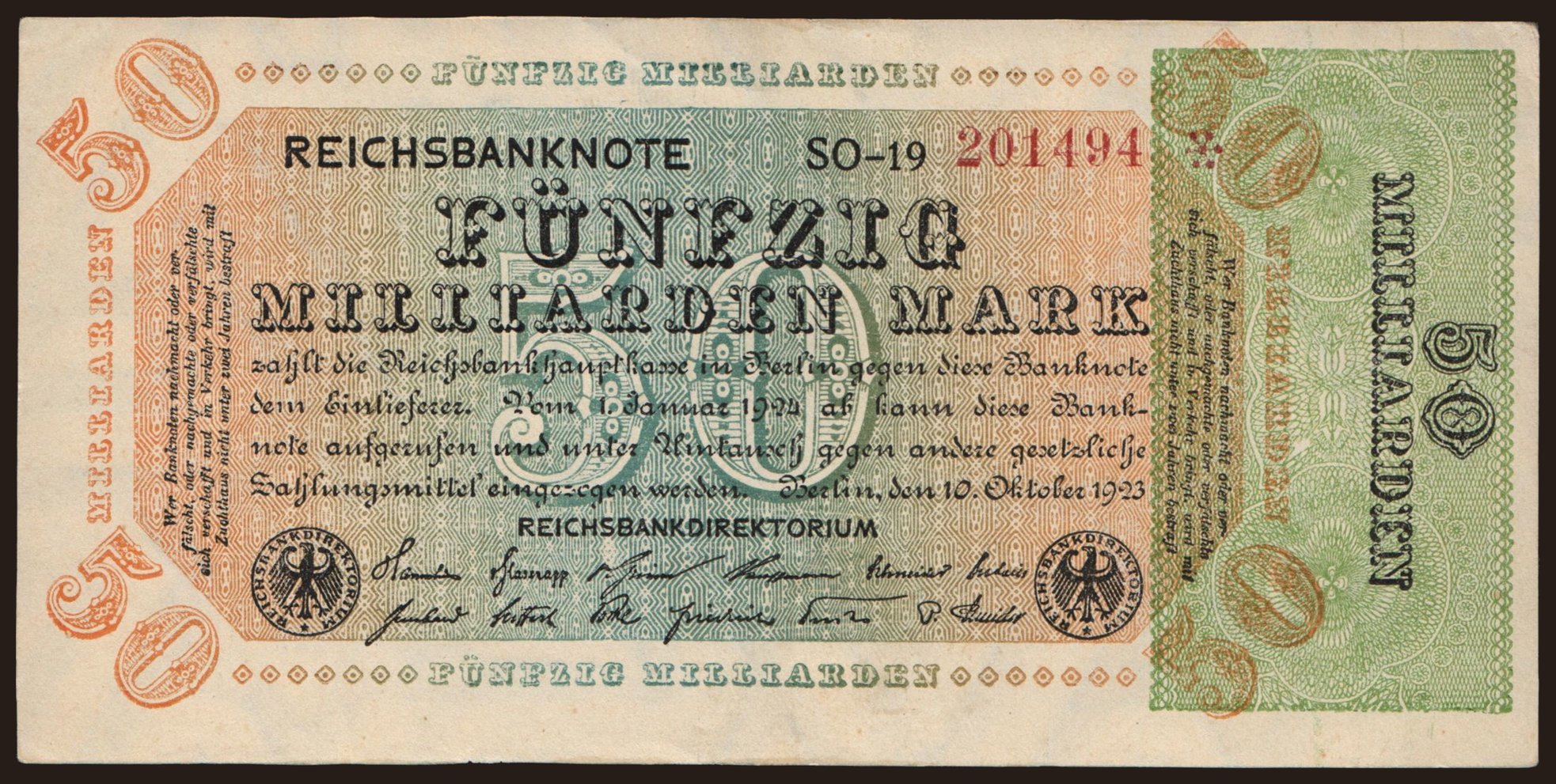 50.000.000.000 Mark, 1923