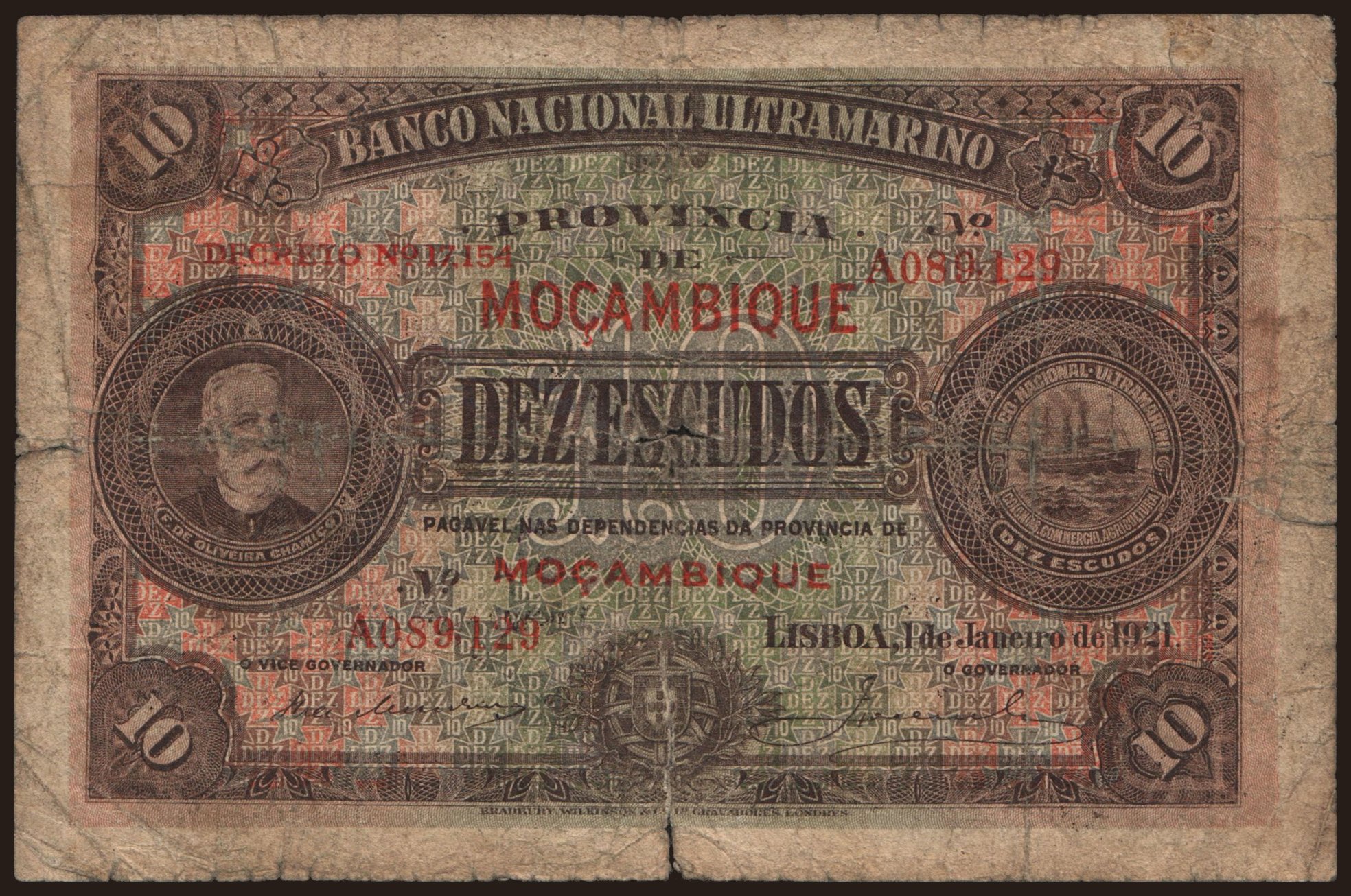 10 escudos, 1921