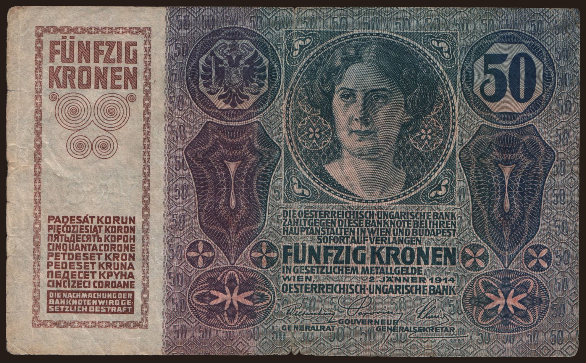 50 Kronen, 1914
