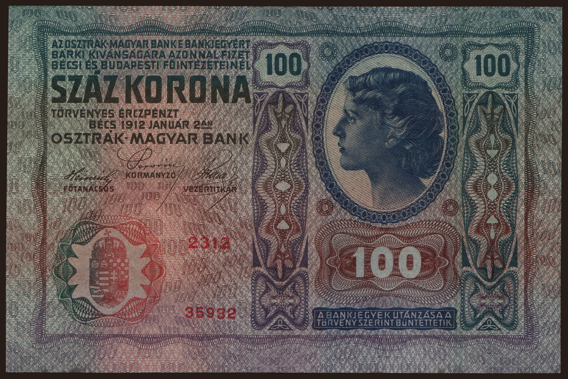 100 Kronen, 1912