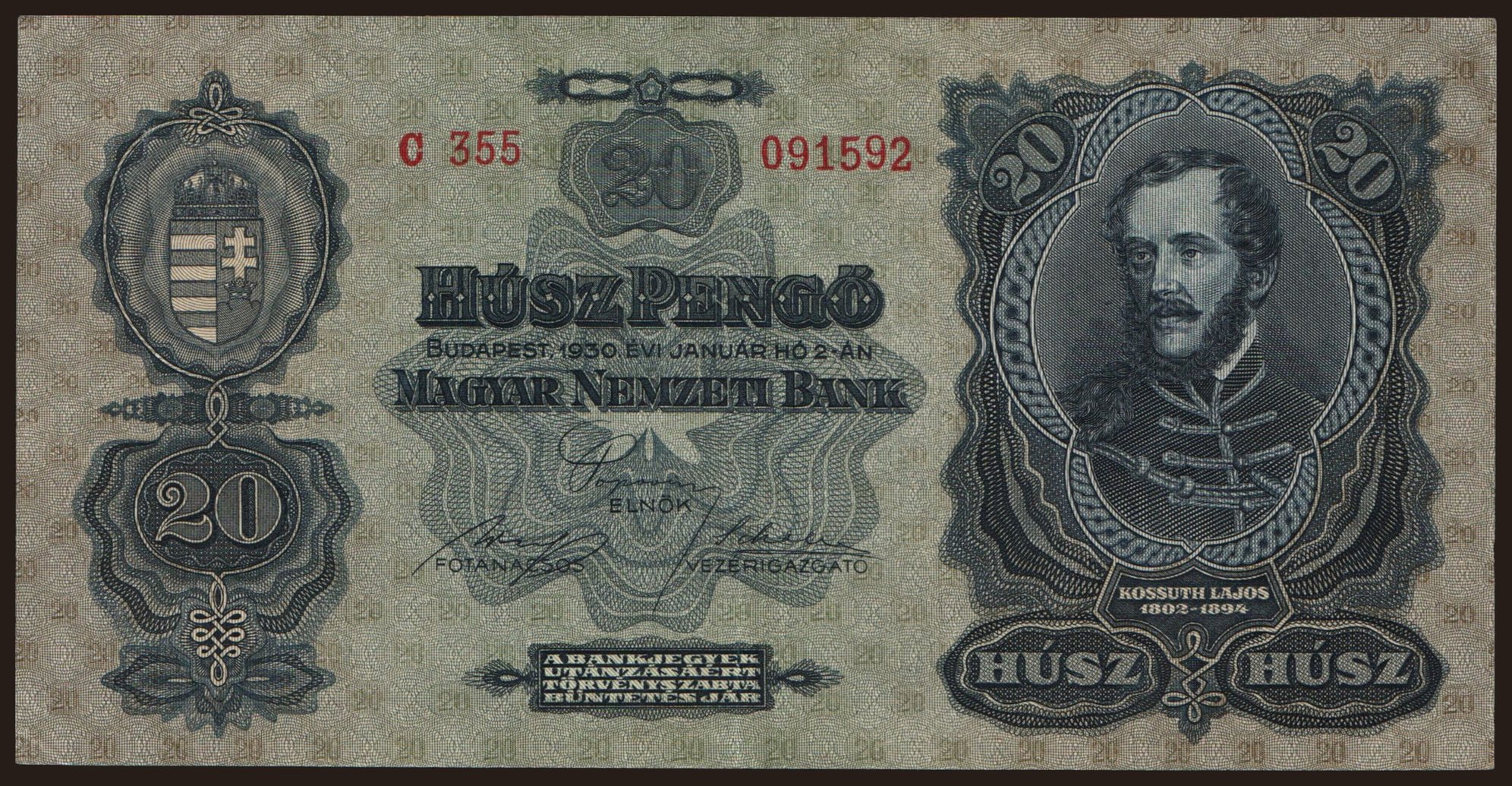 20 pengő, 1930