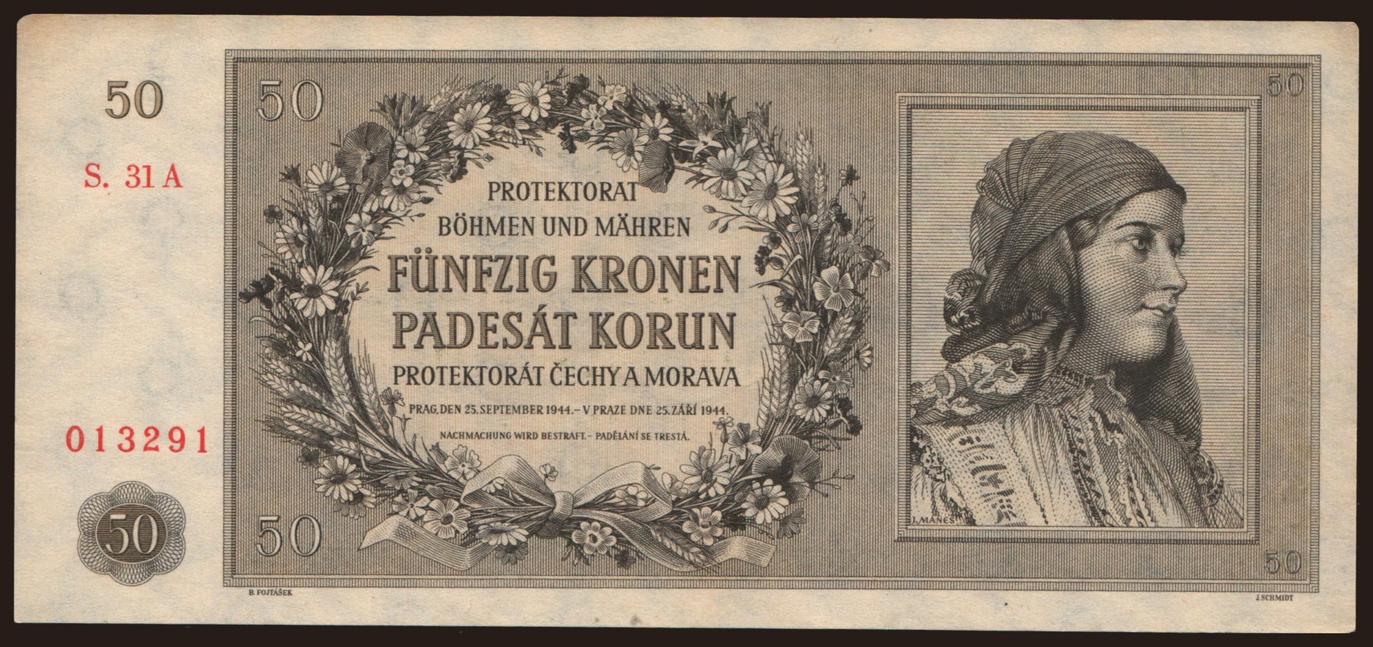 50 korun, 1944