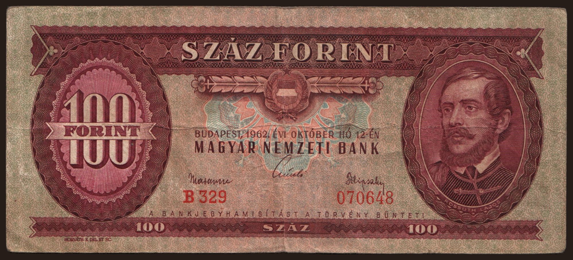 100 forint, 1962