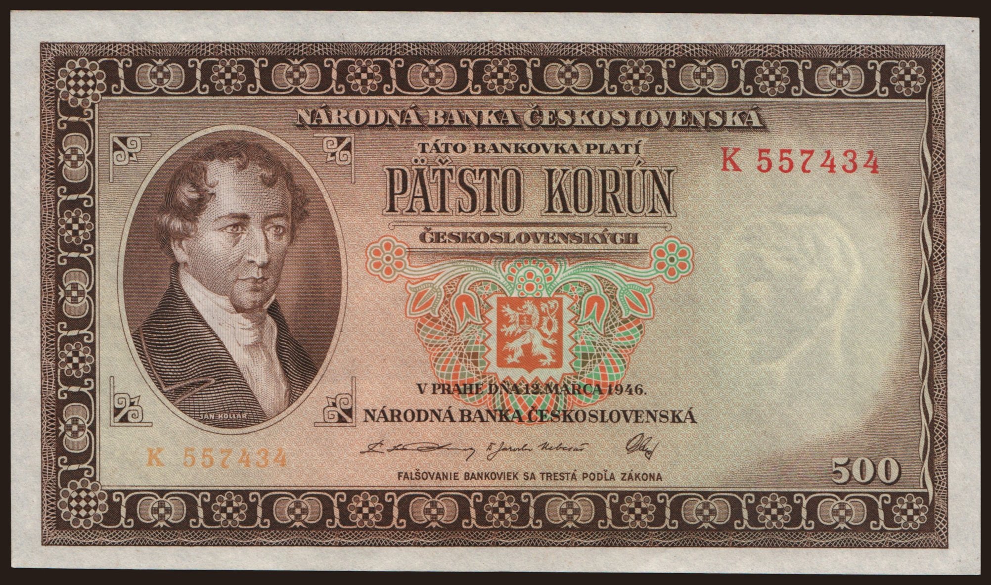 500 korun, 1946