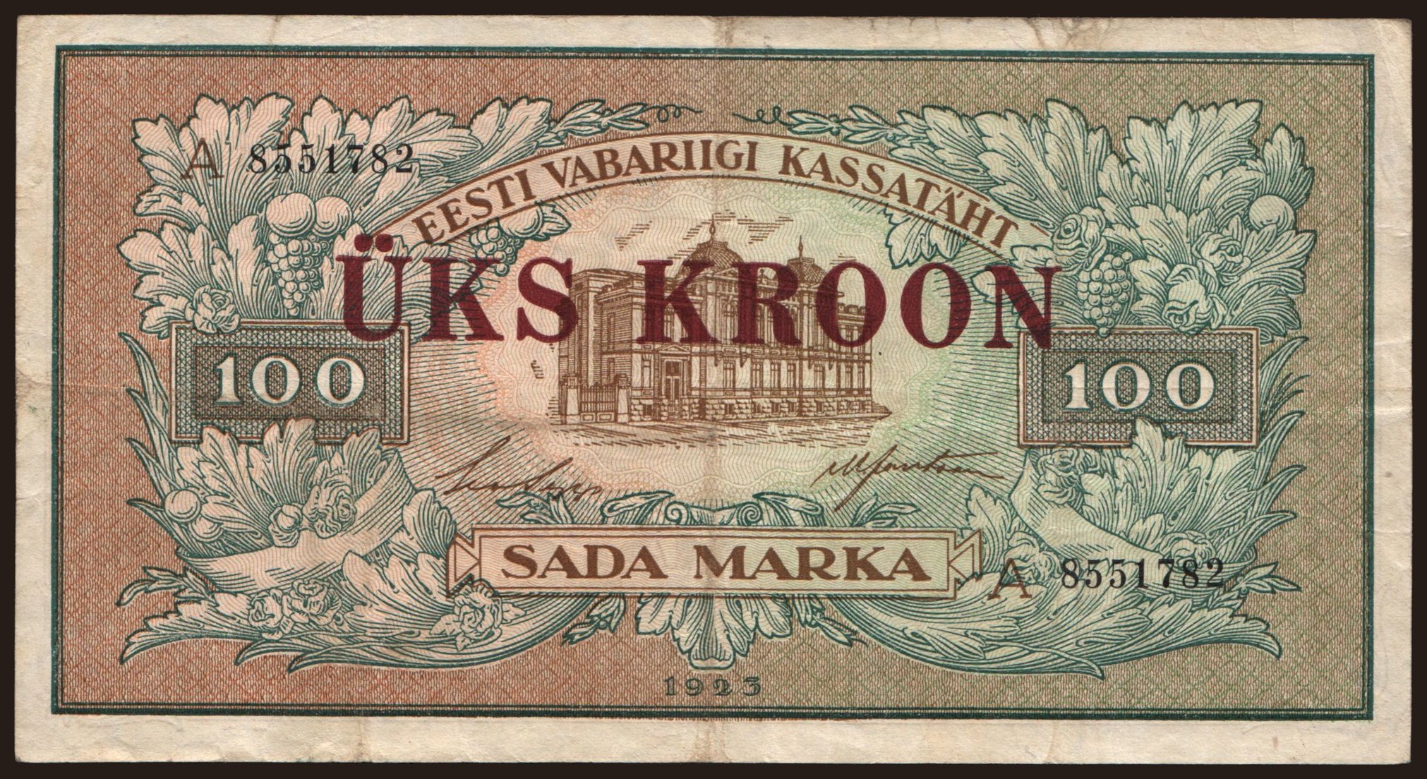 1 kroon/ 100 marka, 1928