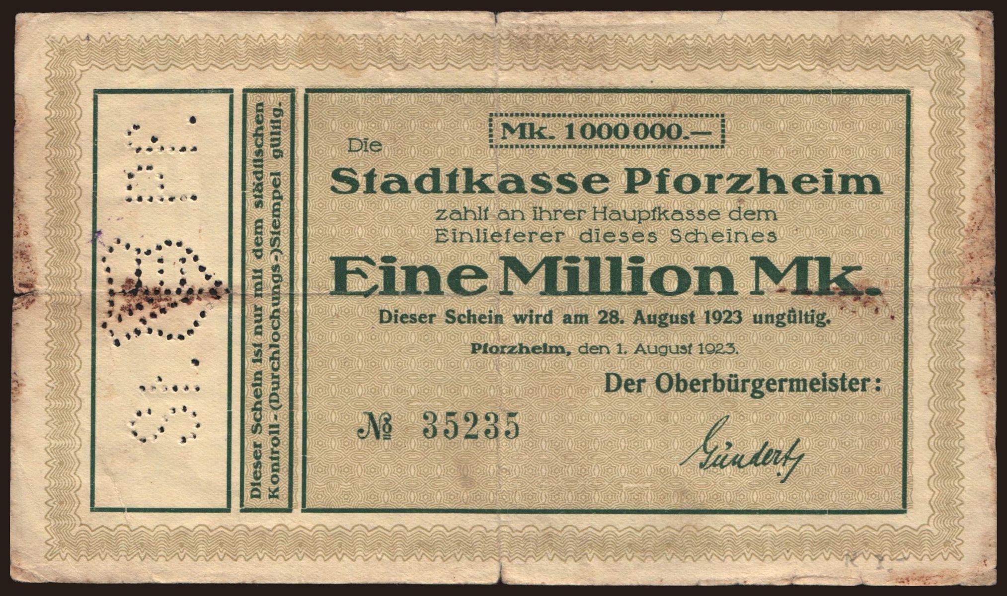 Pforzheim/ Stadt, 1.000.000 Mark, 1923