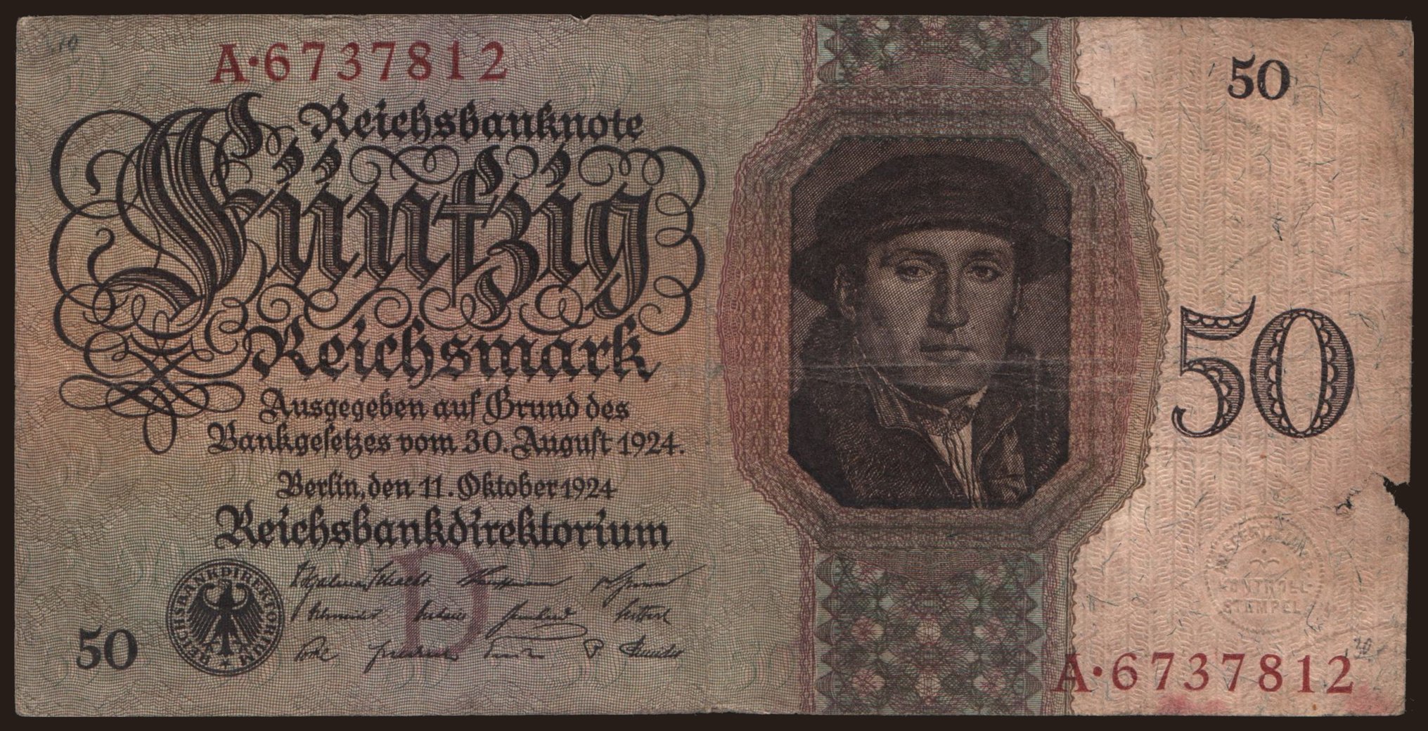50 Reichsmark, 1924, D/A