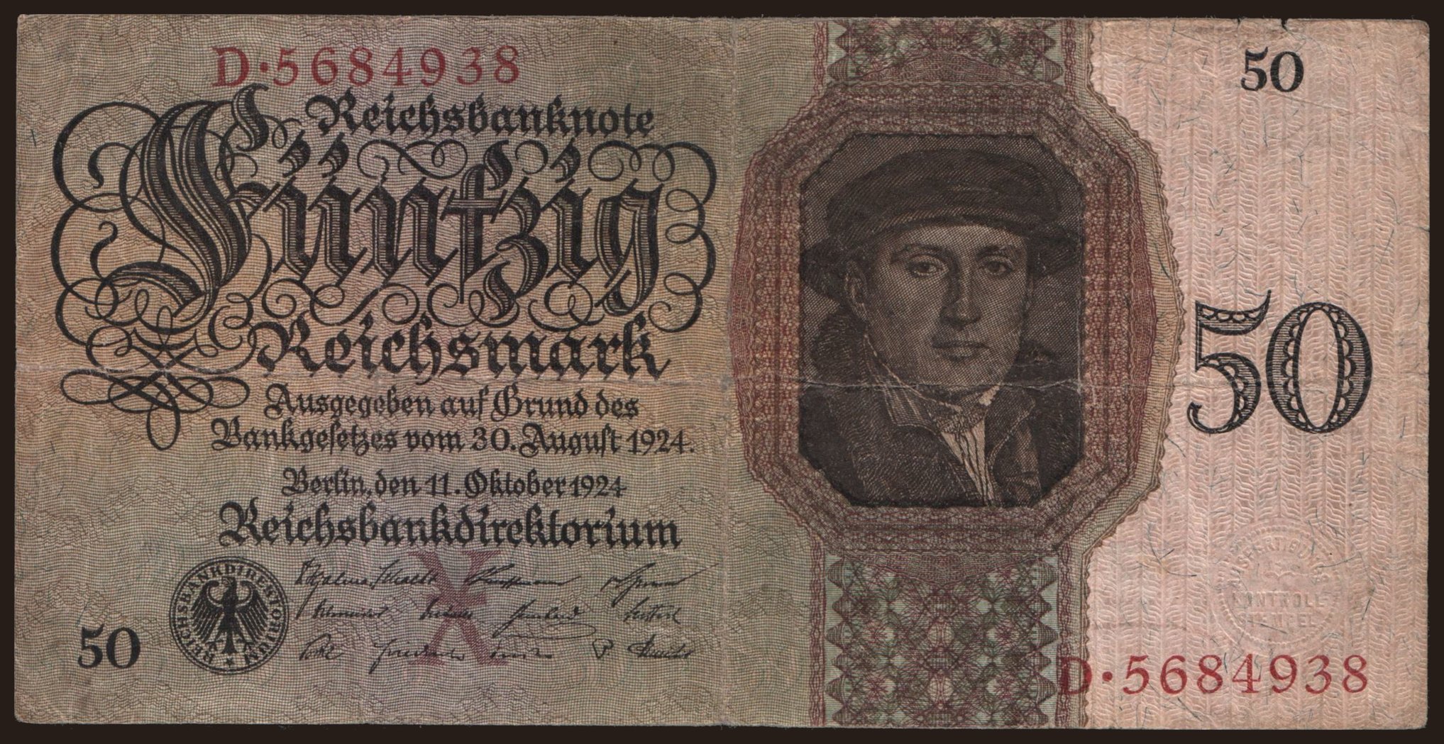 50 Reichsmark, 1924, X/D