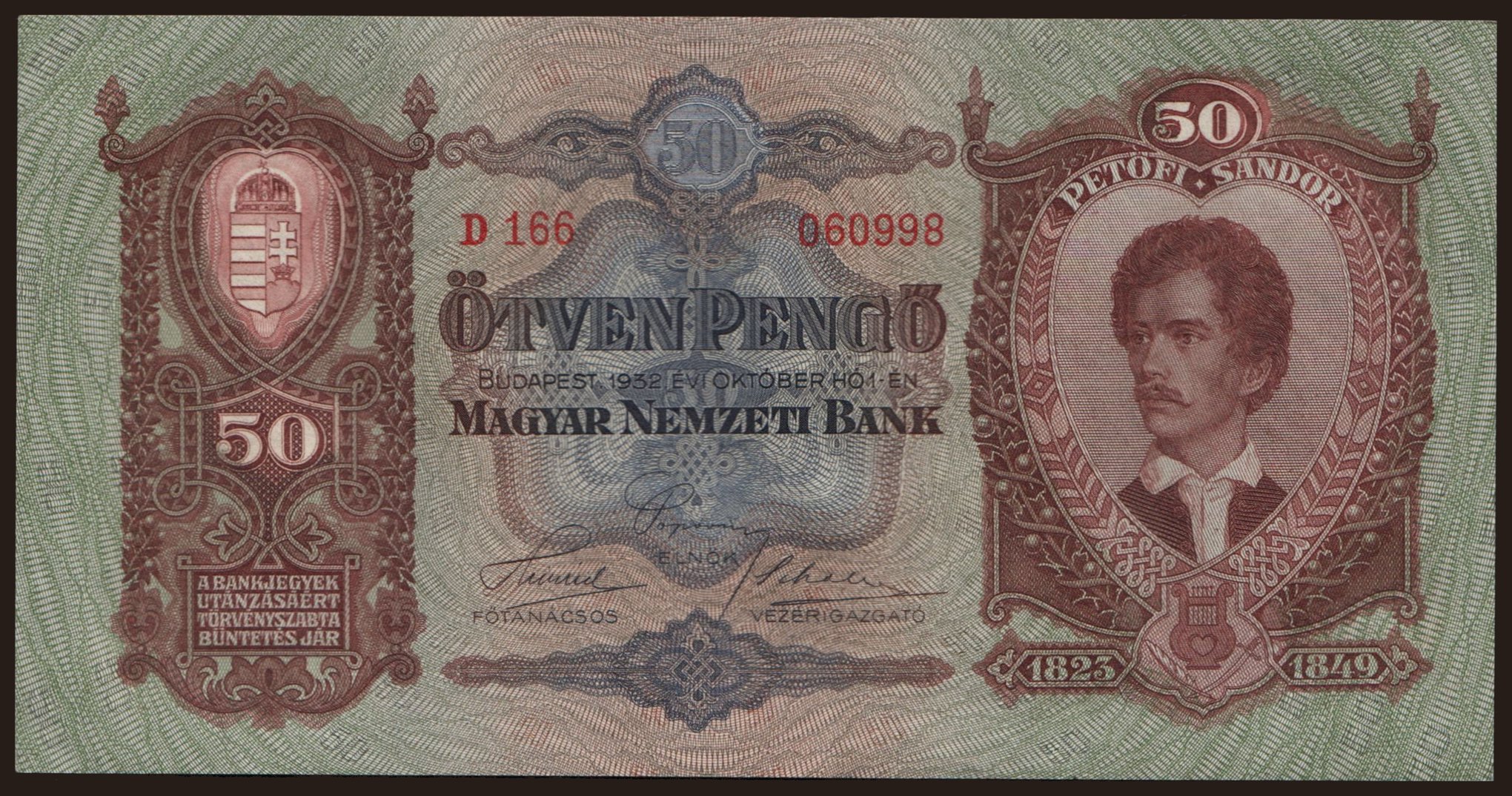 50 pengő, 1932