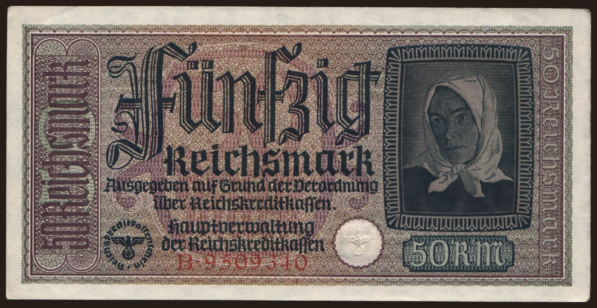 Reichskreditkassenschein, 50 Reichsmark, 1939