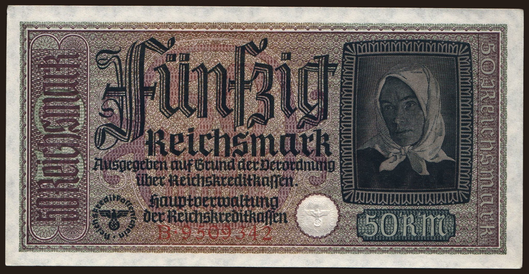 Reichskreditkassenschein, 50 Reichsmark, 1939